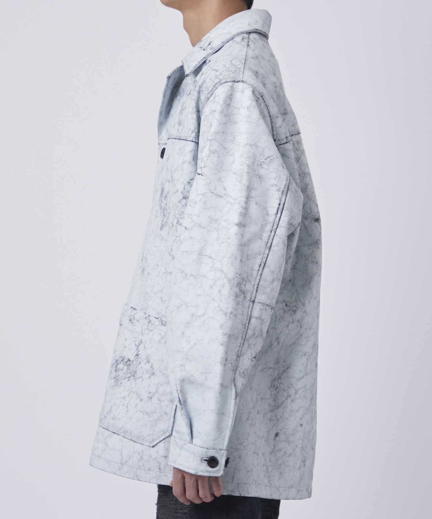 CRACKED GOAT LEATHER CAR COAT YOKE