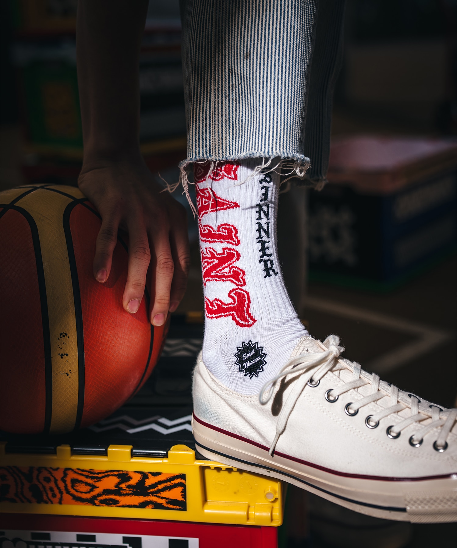 【セントマイケル】SM-MK8-0000-106/SOCKS/SAINT/WHITE+RED SAINT MXXXXXX