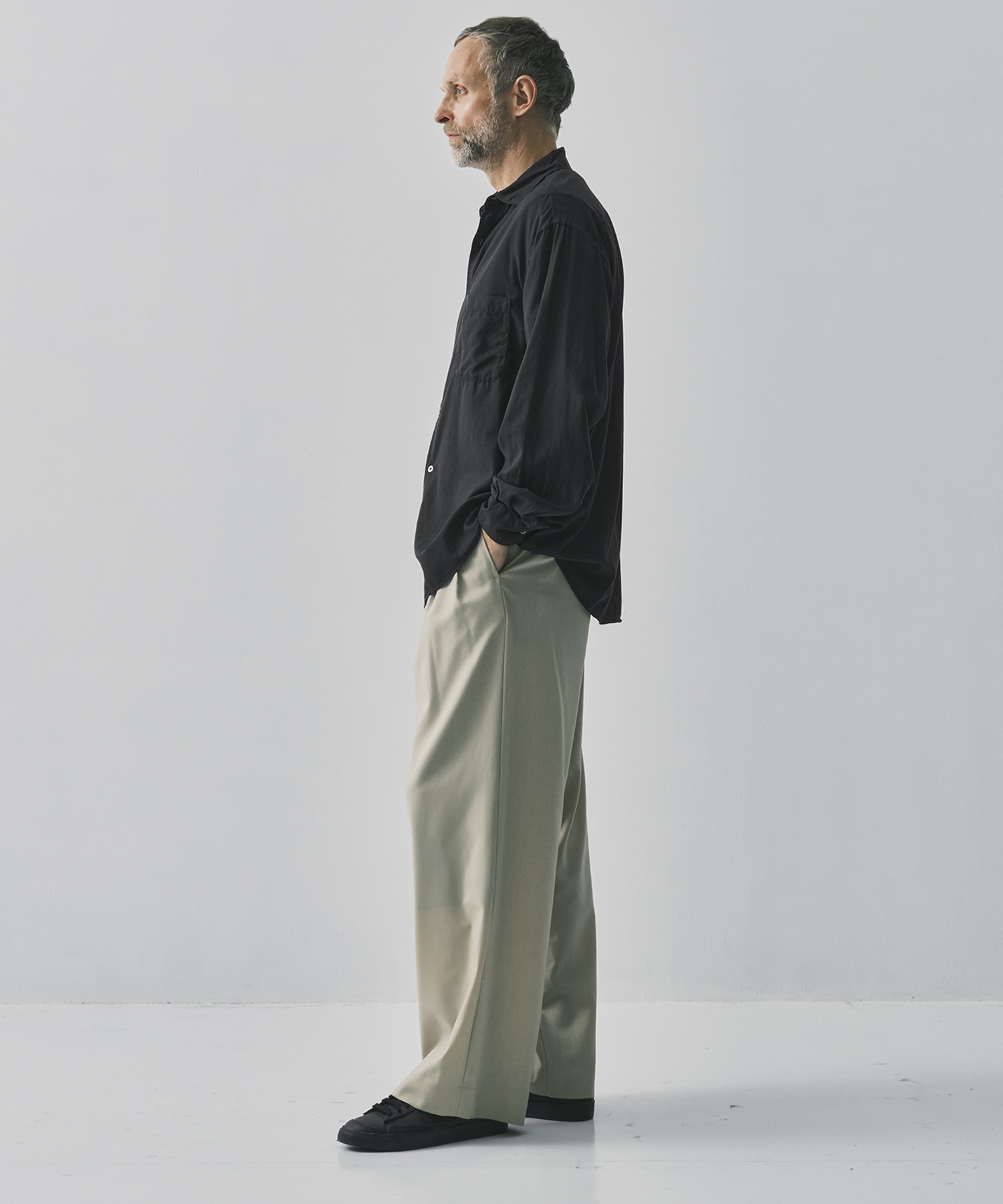 【ヨーク】Cotton Silk Twill Garment-dyed Loosed Shirt YOKE