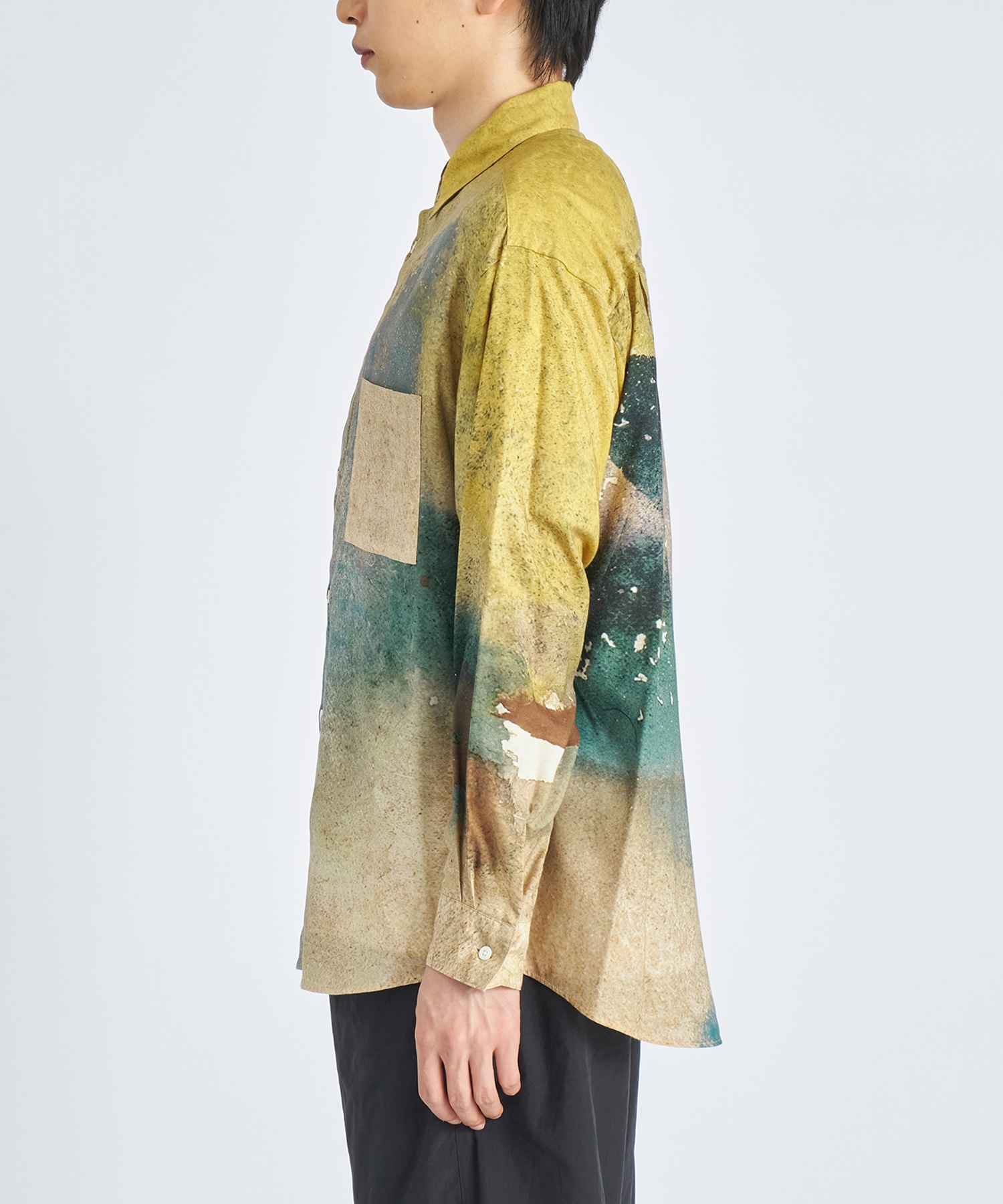 LANDSCAPE PRINTED REGULAR COLLAR SHIRT YOKE