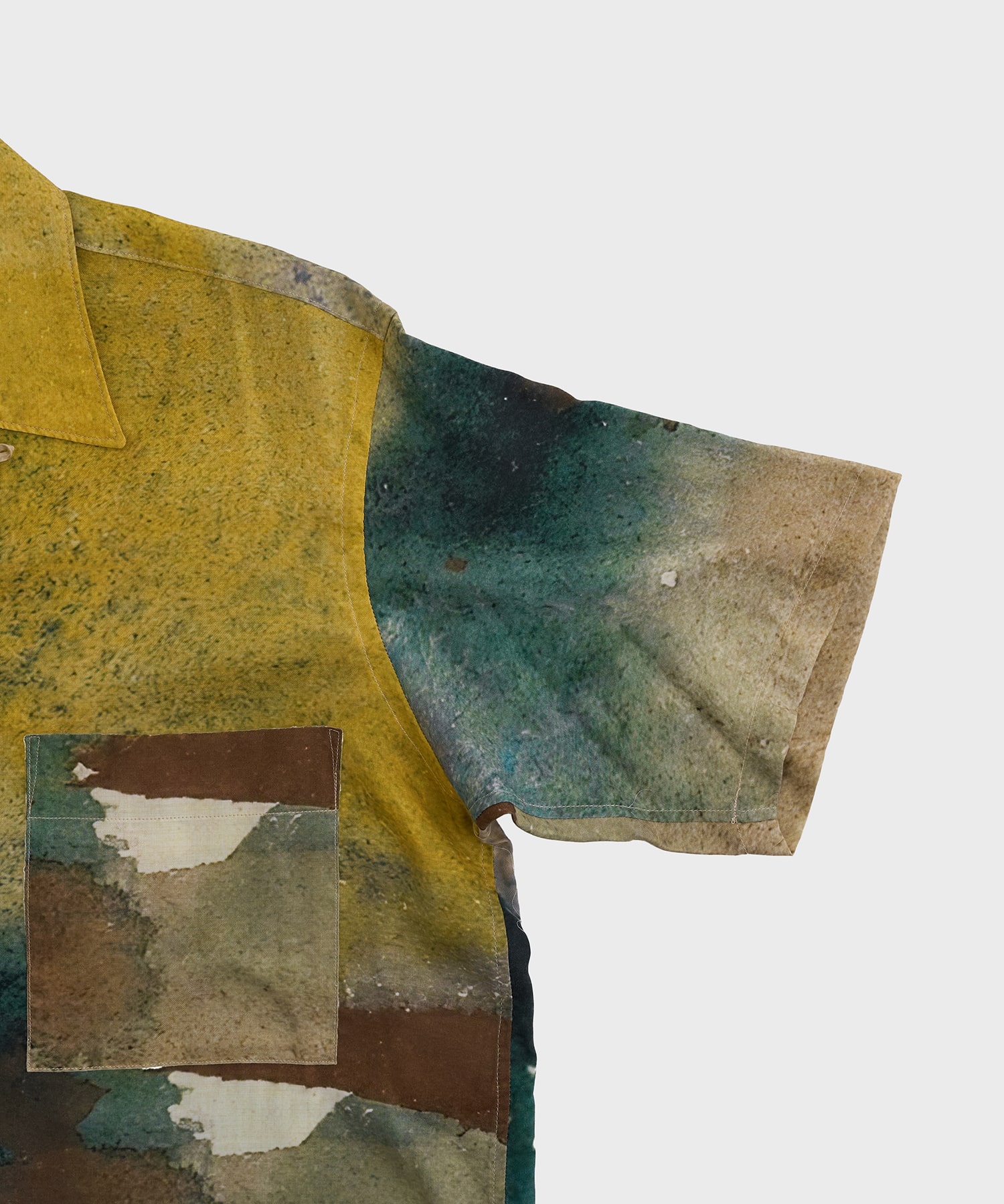 LANDSCAPE PRINTED OPEN COLLAR SHIRT YOKE