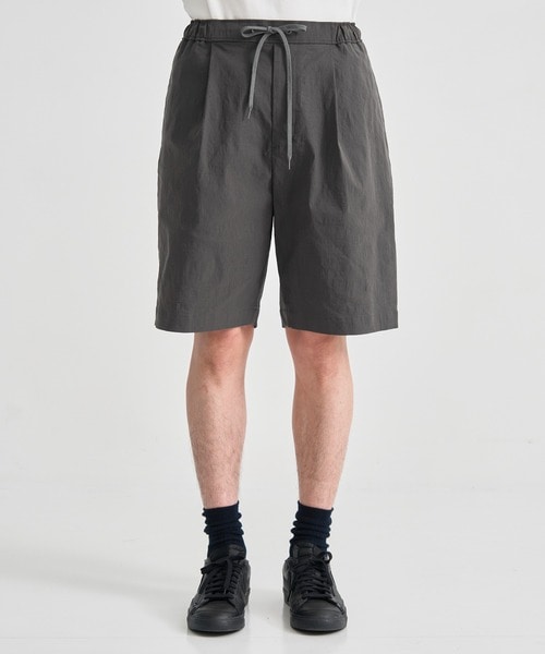 STRETCH NYLON LINEN WIDE 2TUCKED SHORTS ATON