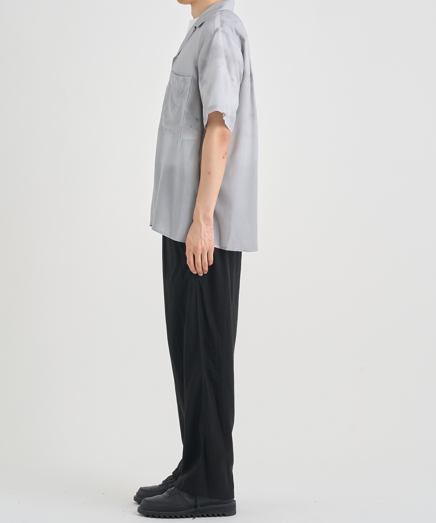 LANDSCAPE PRINTED OPEN COLLAR SHIRT YOKE