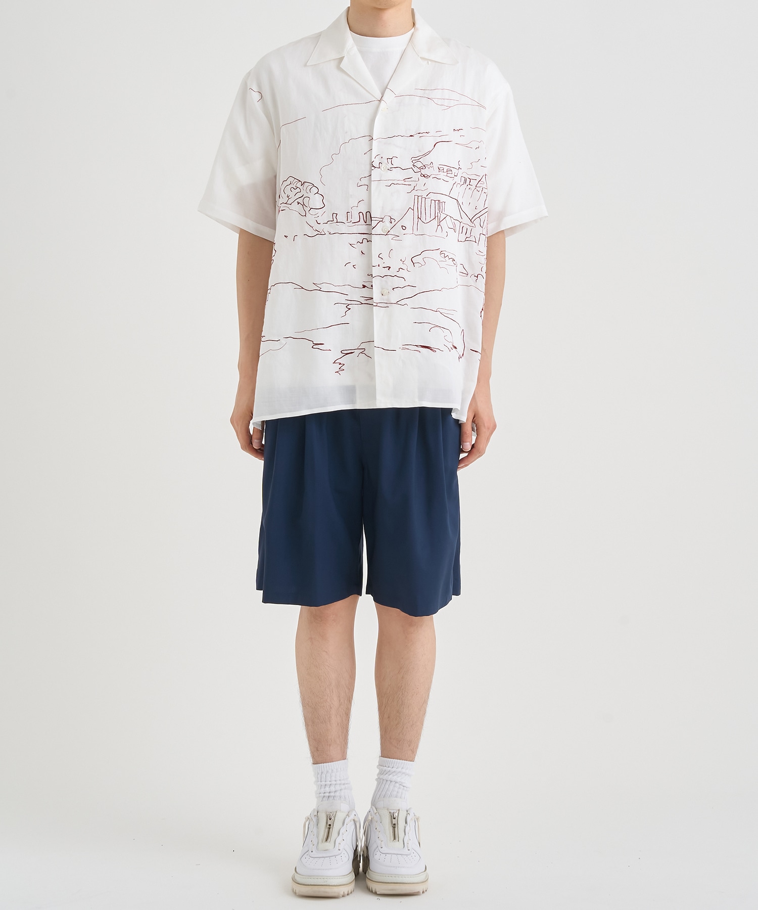 EMBROISERY OPEN COLLAR SHIRT YOKE