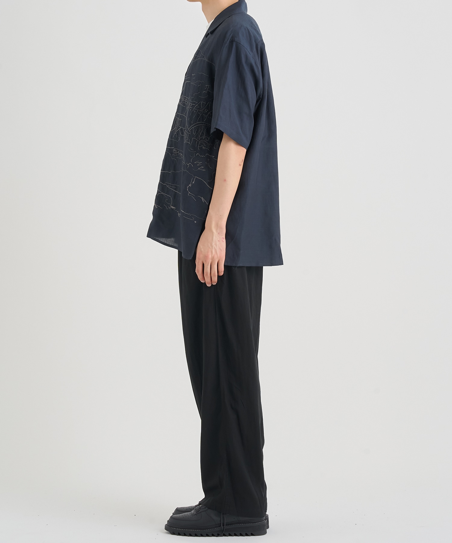 EMBROISERY OPEN COLLAR SHIRT YOKE