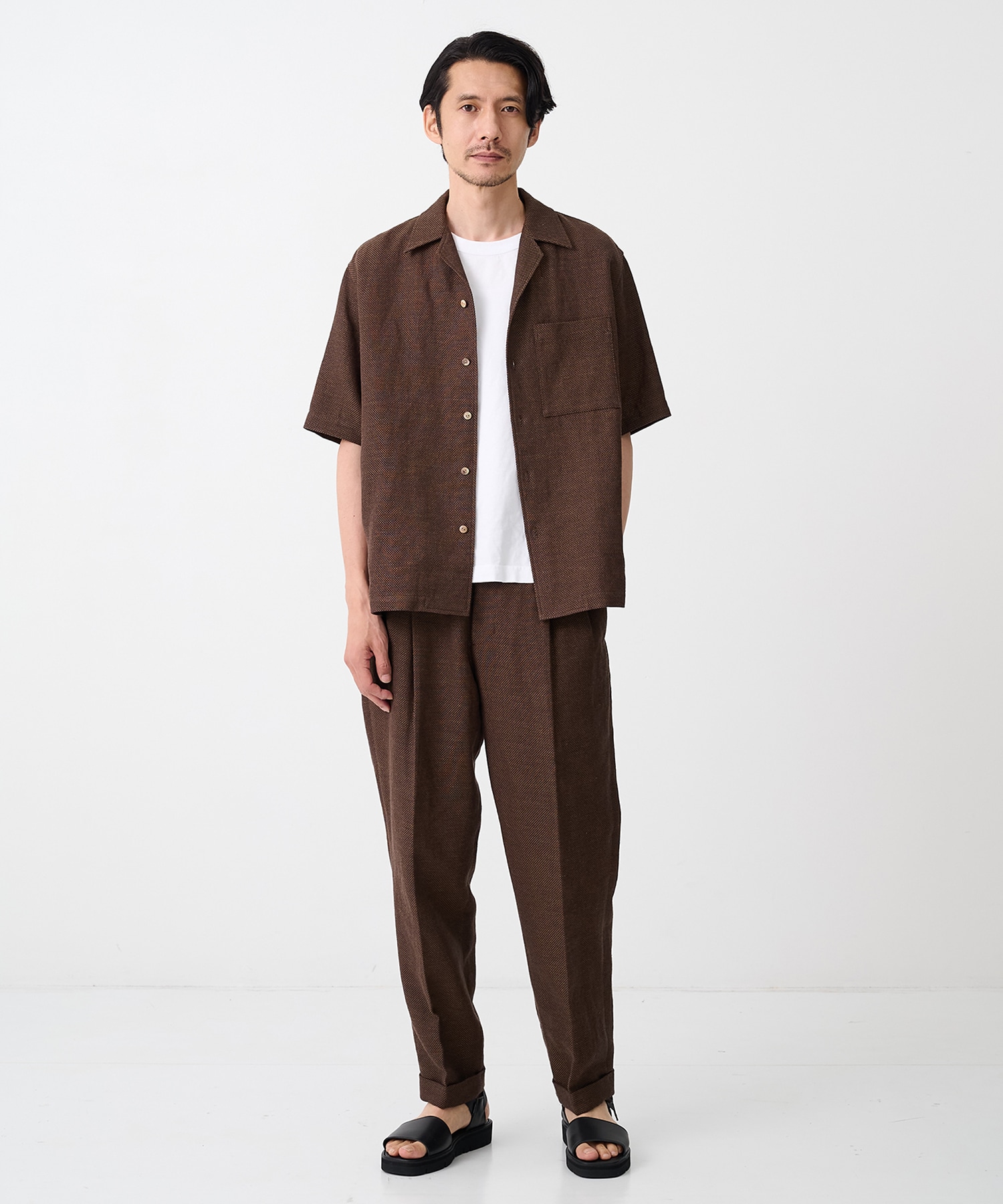 【イレニサ】別注SUMMER TWEED OPEN COLLAR SHIRT IRENISA