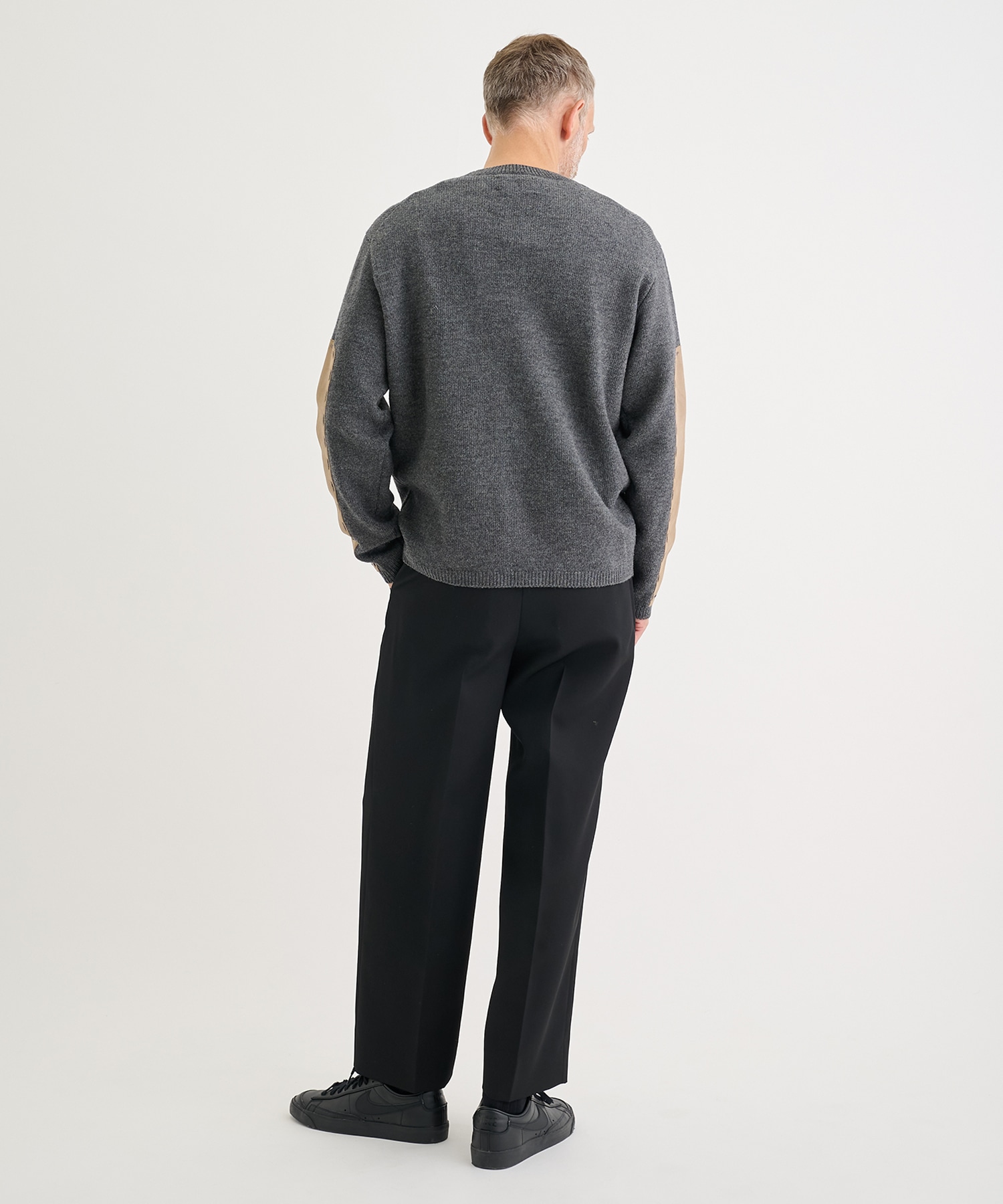 Suede Leather Elbow Patch Sweater YOKE