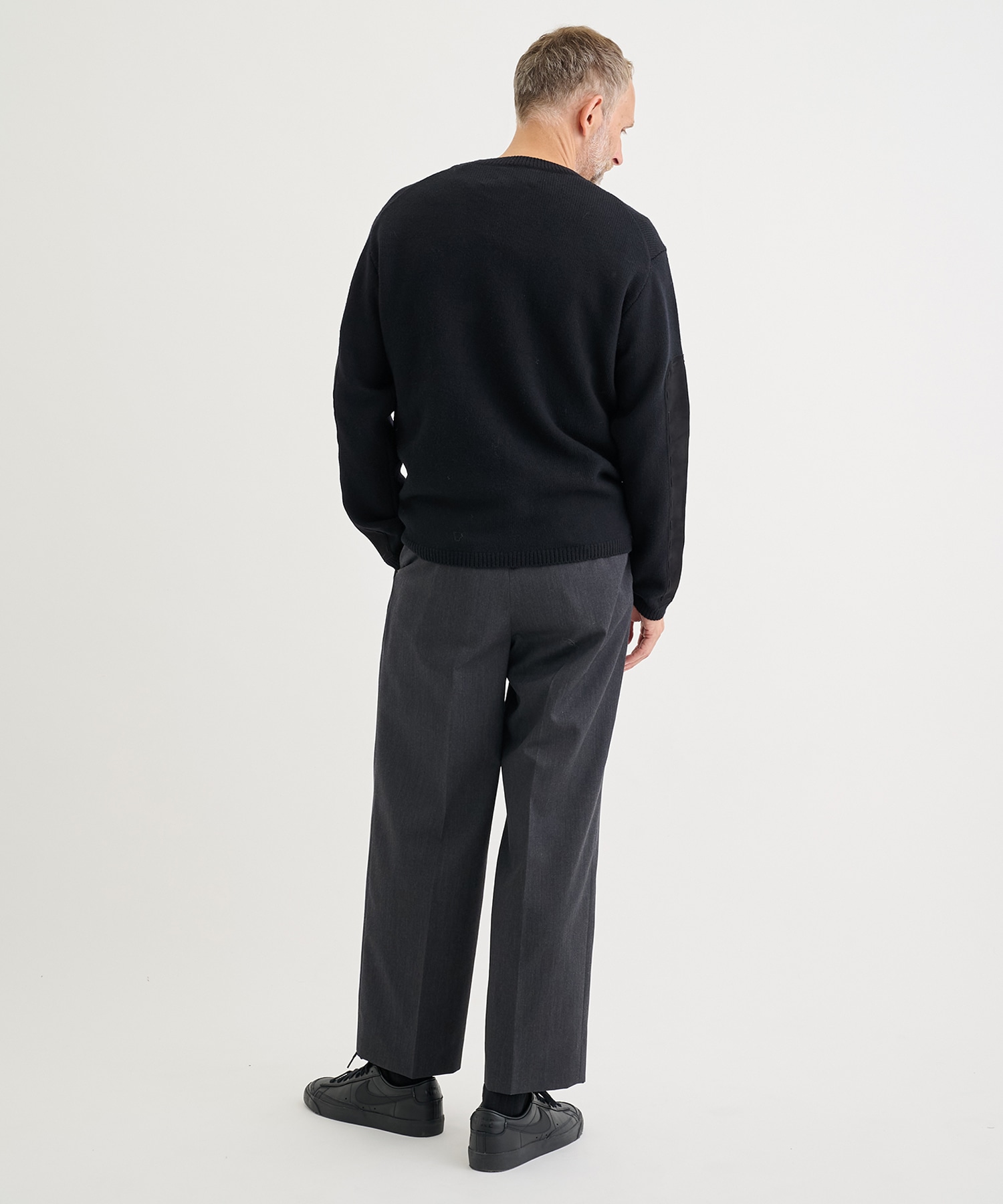 Suede Leather Elbow Patch Sweater YOKE