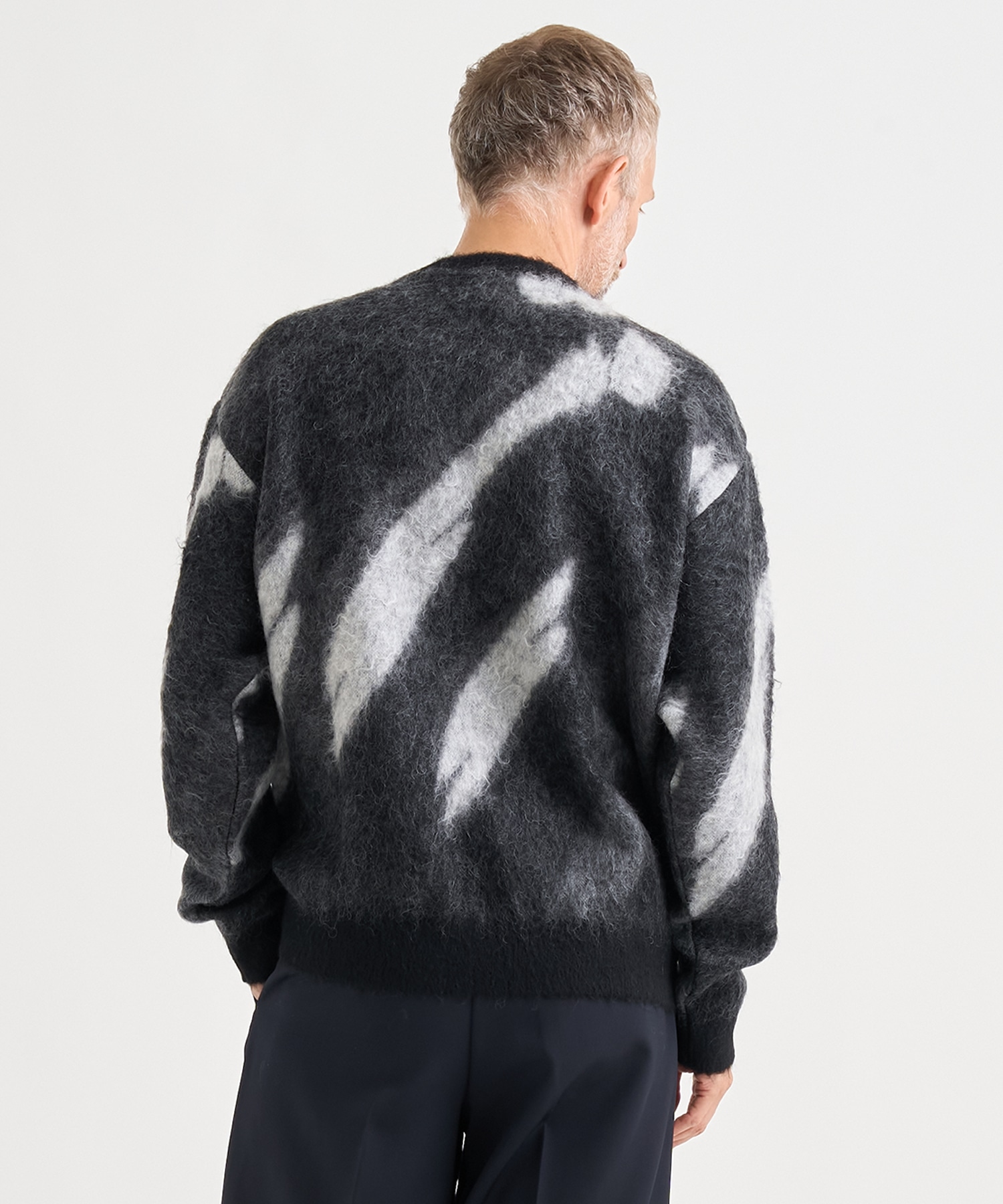 Kid Mohair Jacqurad Sweater BLUR YOKE