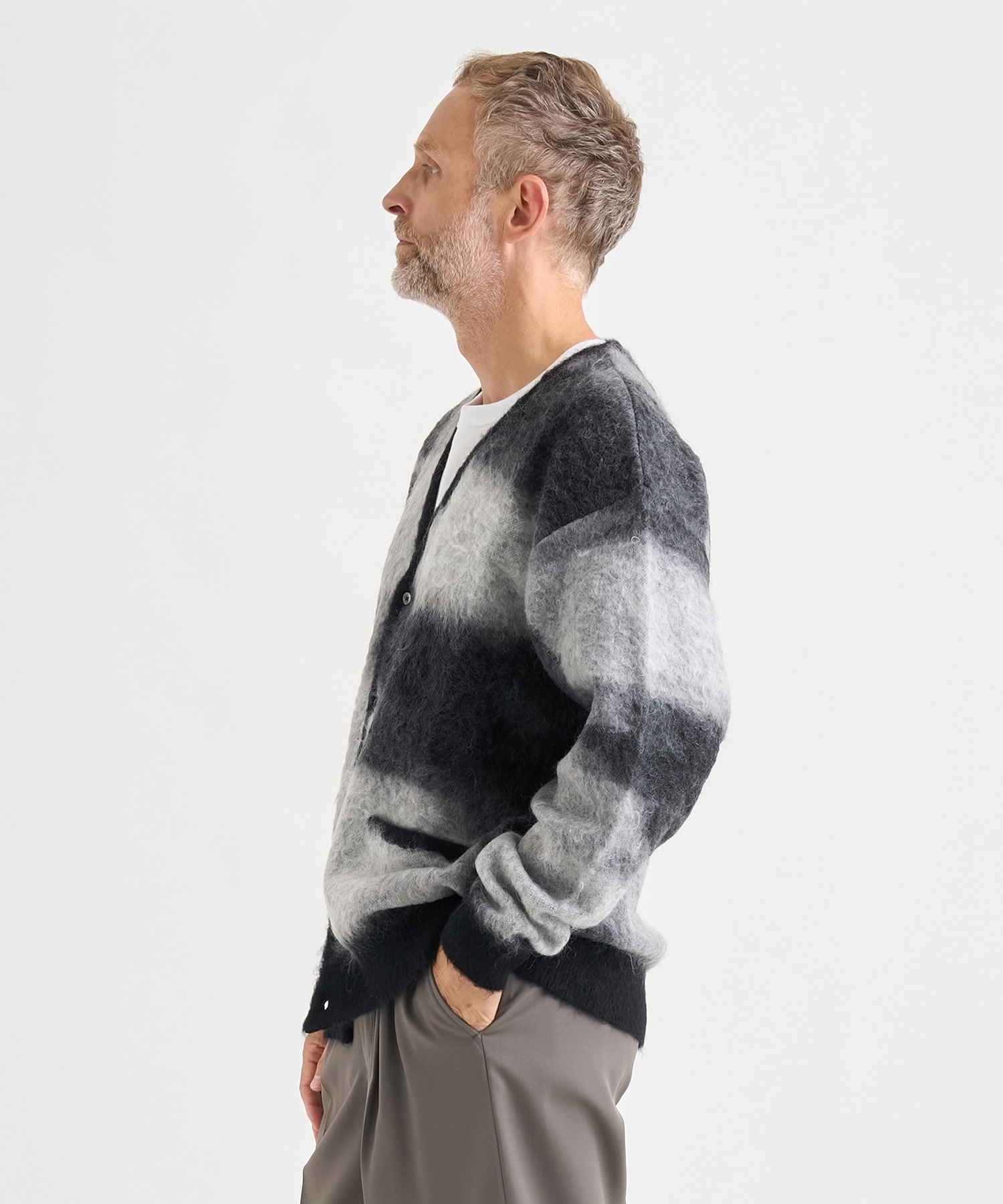 Kid Mohair Jacqurad Cardigan BEAM YOKE