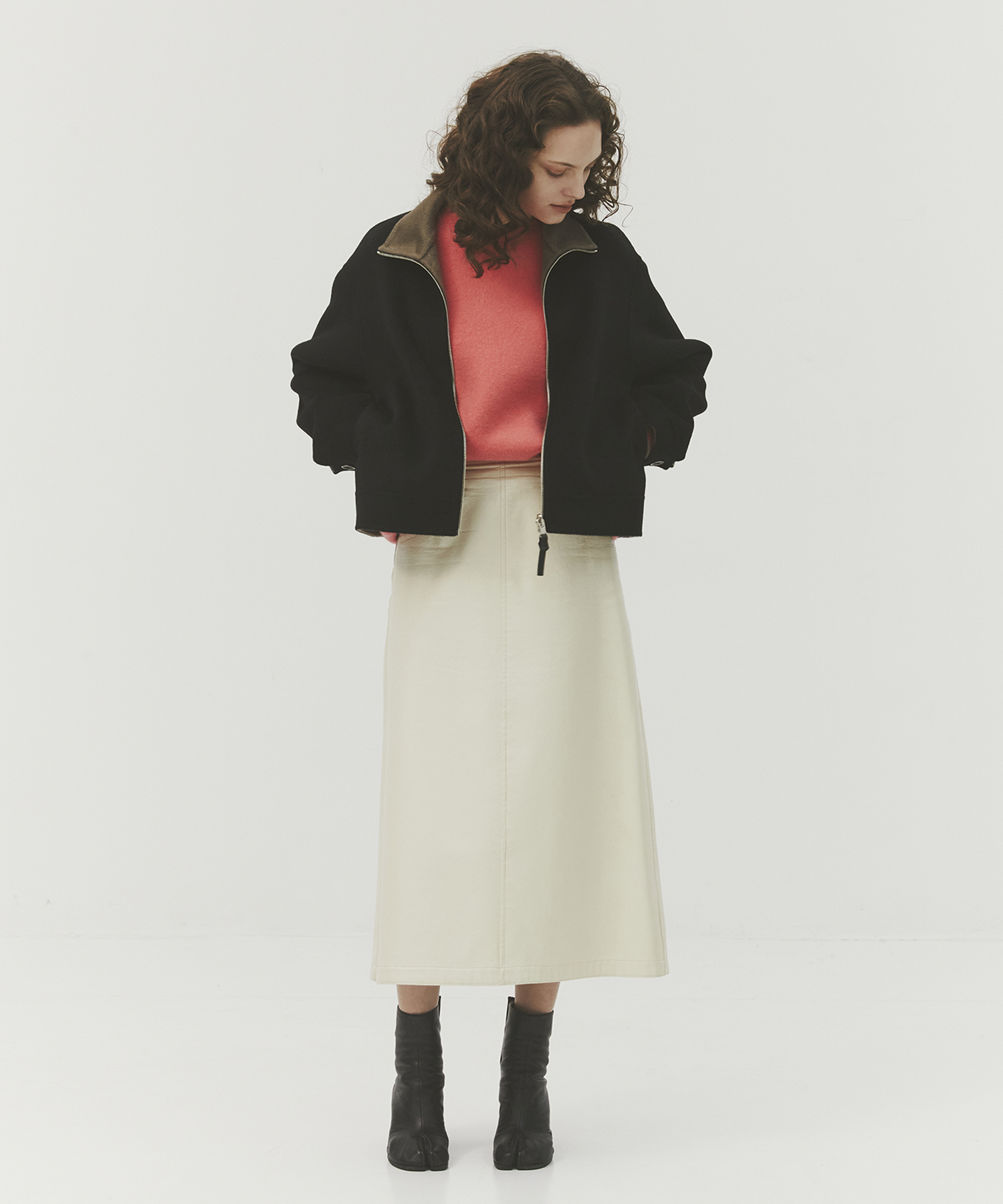 CASHMERE REVERSIBLE STAND ZIP BLOUSON 