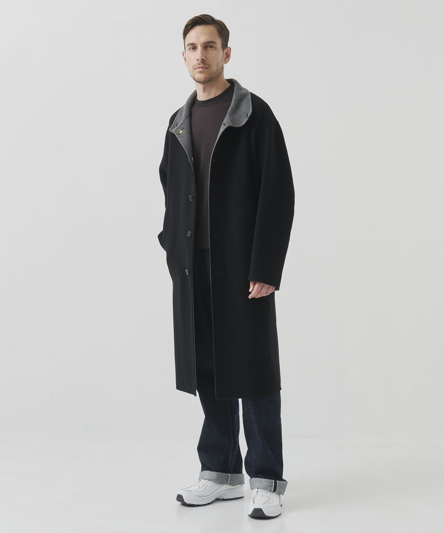 CASHMERE/SILK/WOOL STAND OVER COAT CASHMERE CASHMERE