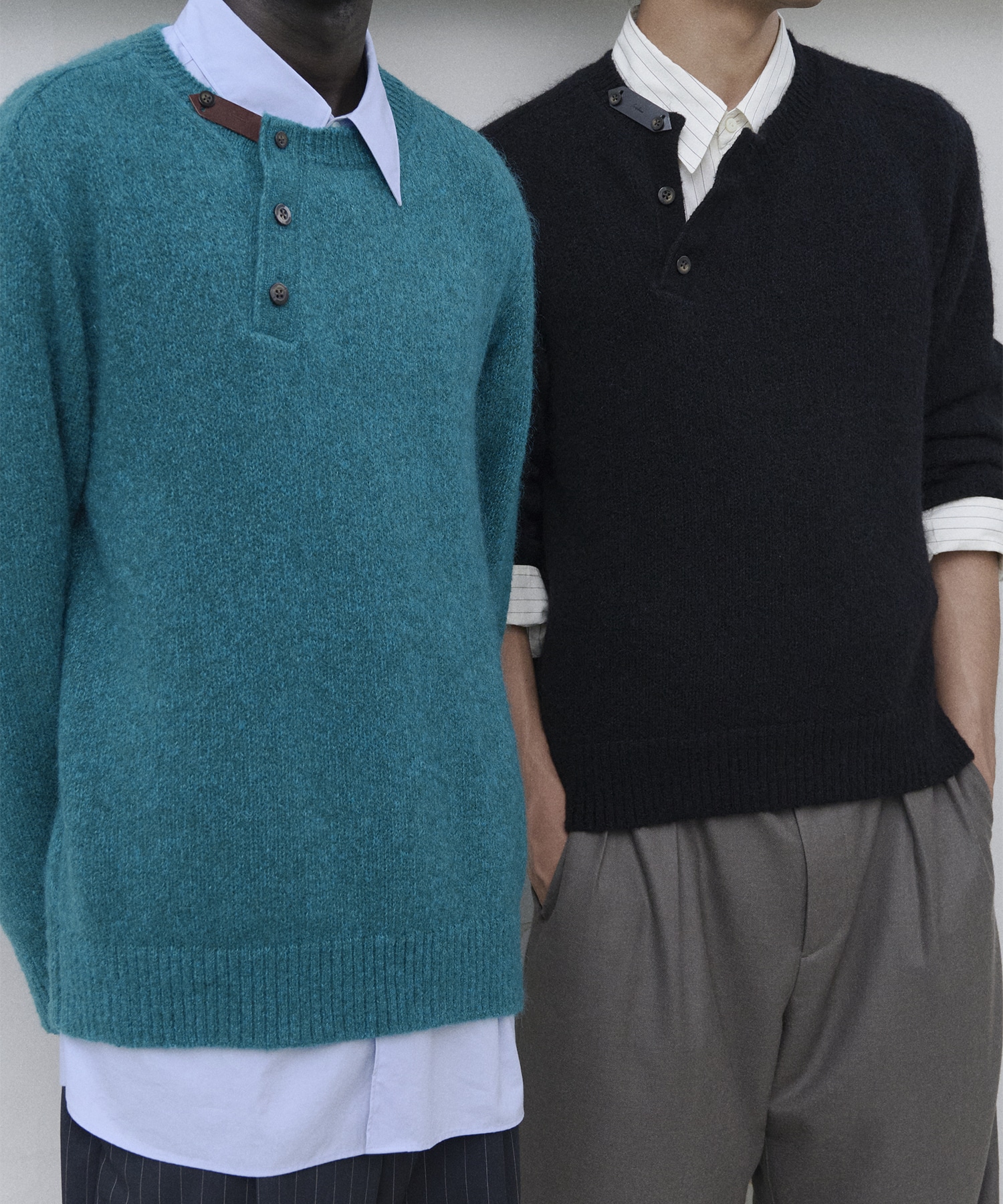 【イレニサ】別注LEATHER ELBOW PATCH MOHAIR KNIT PO 
