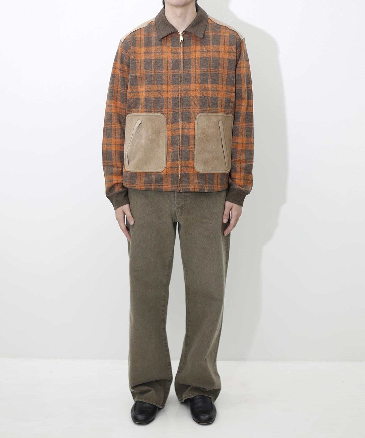 WR-T014-051 Wool Check×Wool Smooth×Cow Zip Blouson JUNYA WATANABE MAN