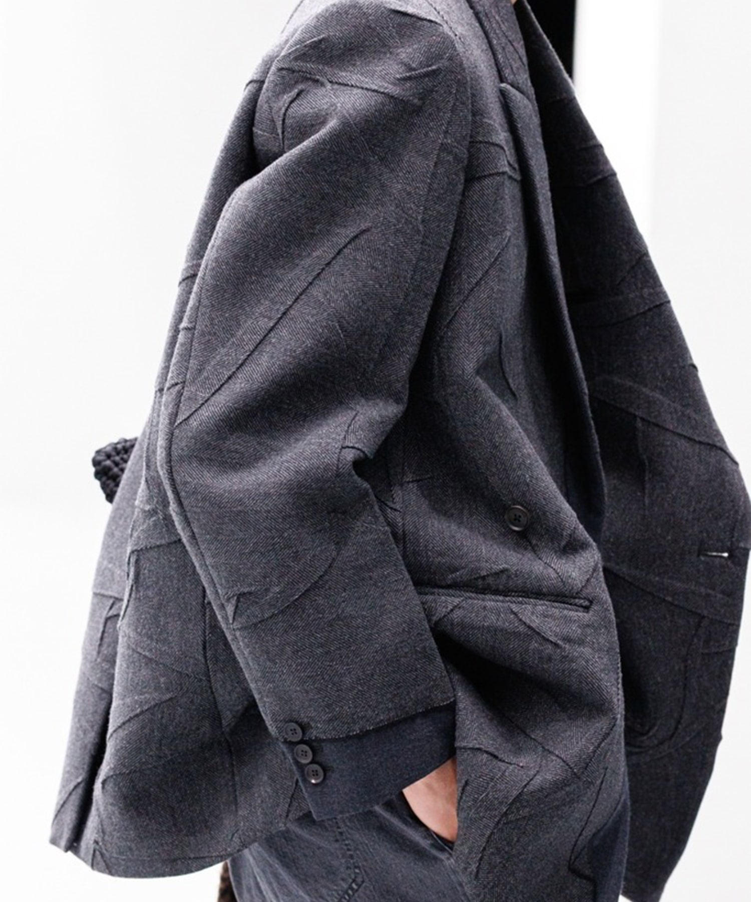 【ヨーク】YK26FW01312J Needlepunched Wool Tweed Double Breasted Jacket YOKE