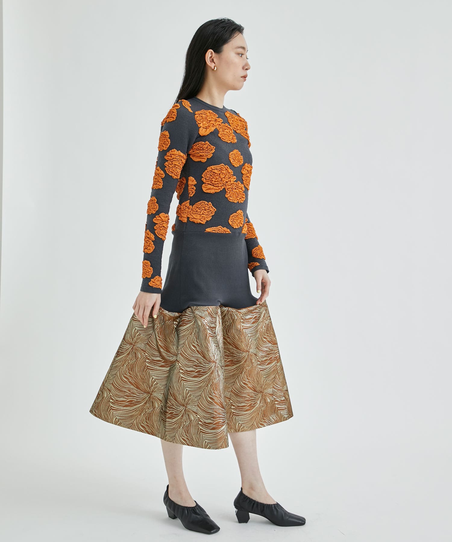 Lame jacquard knit dress(36 ORANGE): TOGA: WOMEN｜THE TOKYO ONLINE