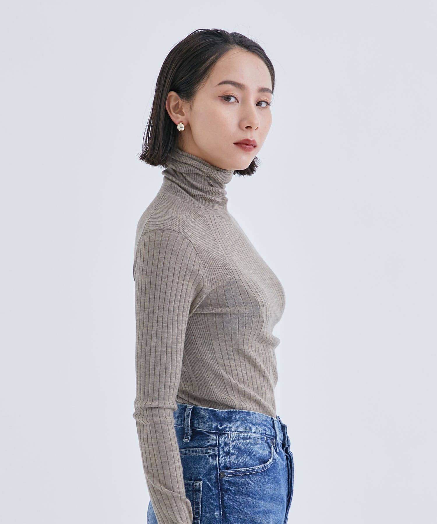 CINOH 20AW NO SLEEVE TURTLE NECK KNIT