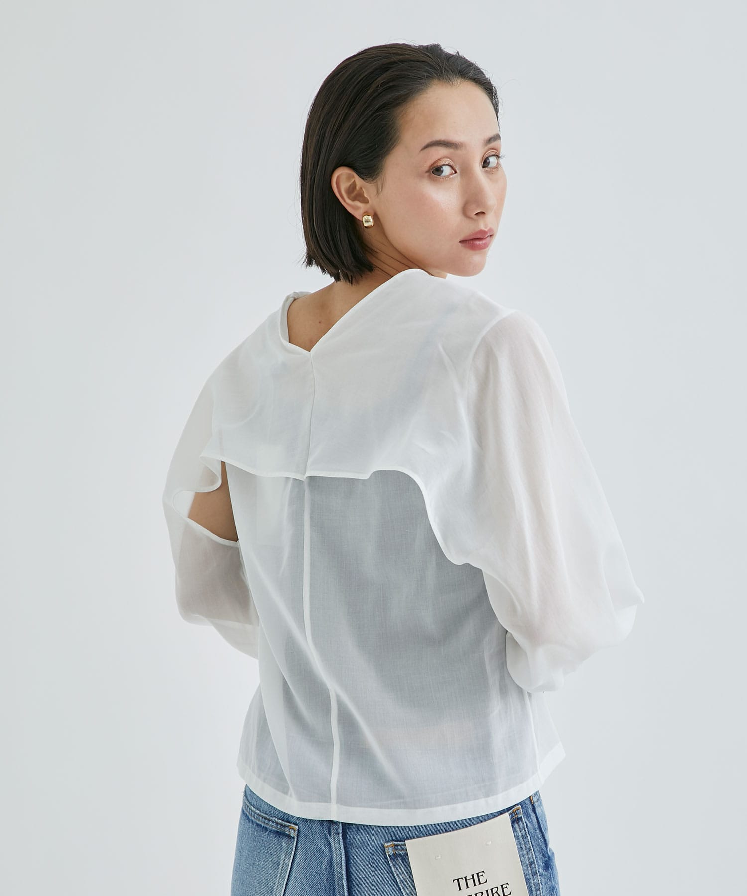 COTTON ORGANDIE V NECK BLOUSE(36 WHITE): CINOH: WOMEN｜THE TOKYO