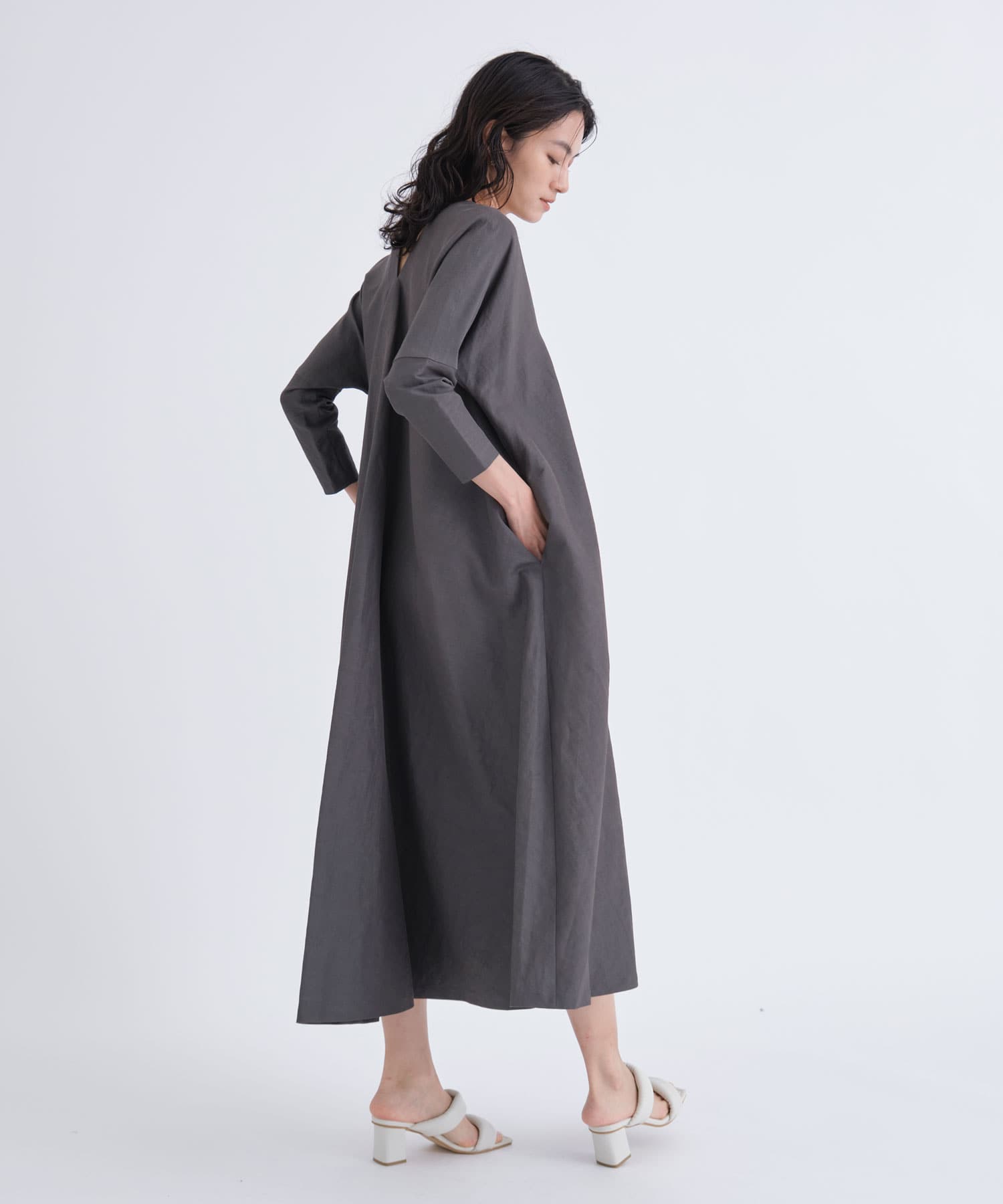 LIGHT HEMP DRAPED DRESS