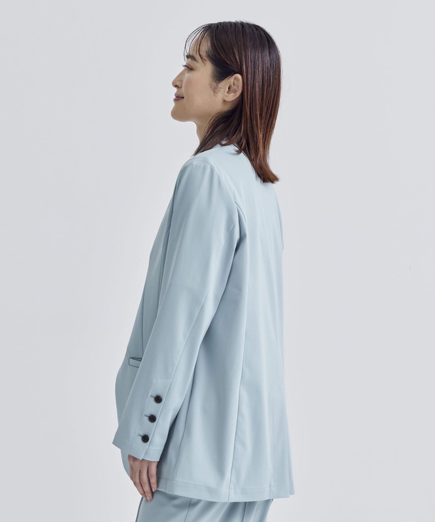 ULTRA LIGHT WASHABLE HIGH FANCTION JERSEY COLLARLESS JACKET THE PERMANENT EYE