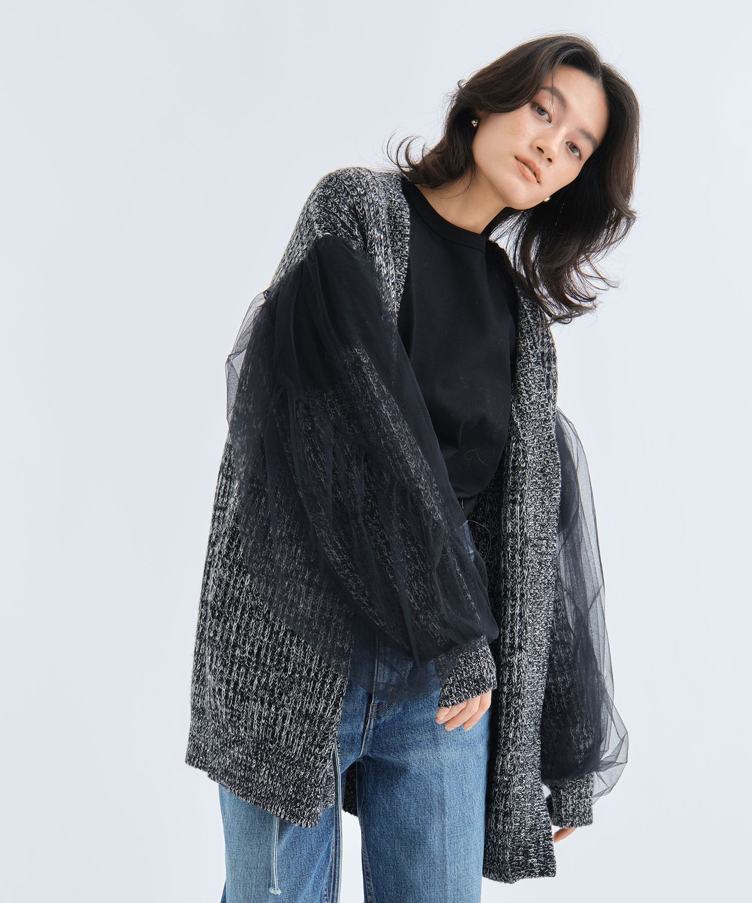 tulle knit cardigan(1 BLACK): Chika Kisada: WOMEN｜THE TOKYO