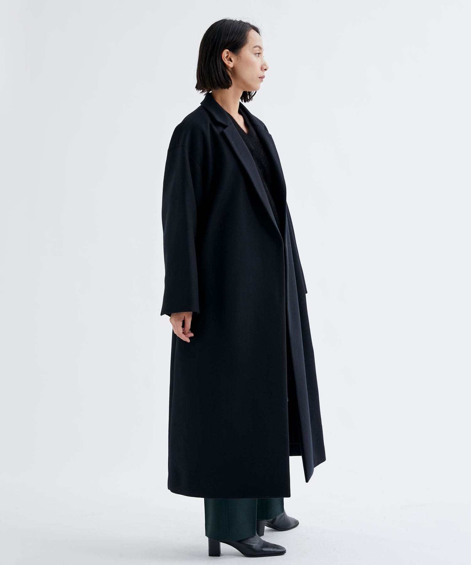 SUPER 160S DOUBLE SAXONY CHESTER FIELD COAT(1 BLACK): ATON: WOMEN