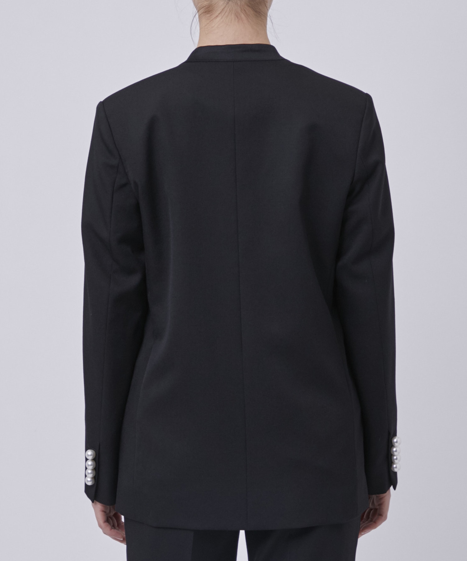 BLACK FORMAL NO COLLAR JACKET CINOH