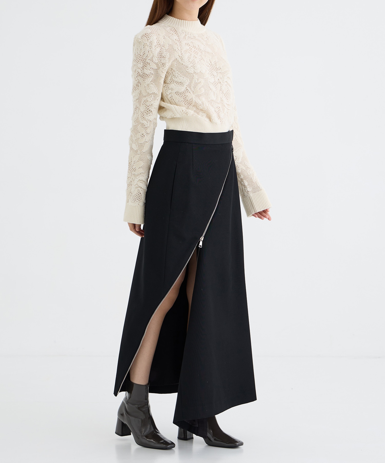 ZIP-DETAIL LONG SKIRT PHOTOCOPIEU