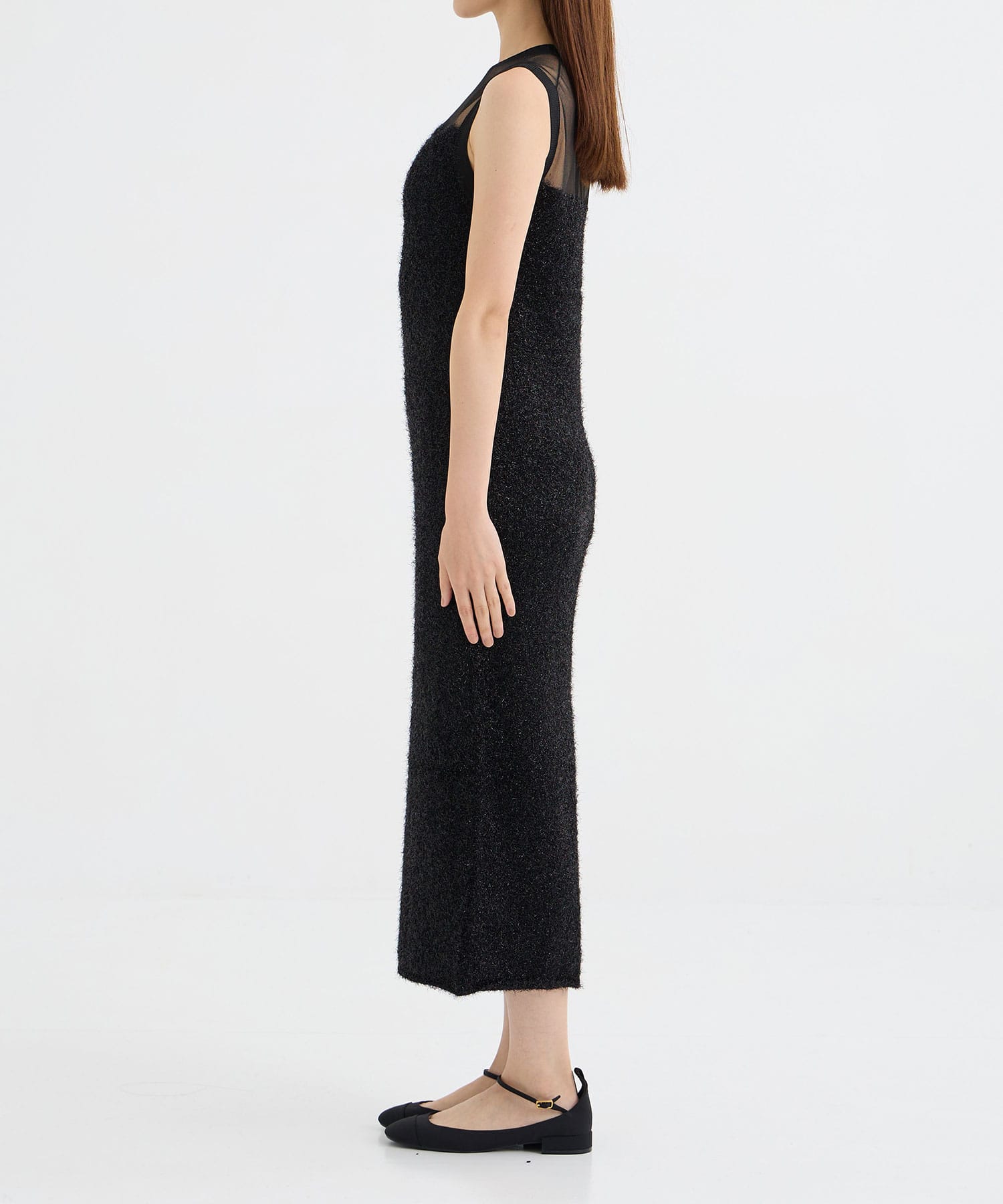 SLEEVELESS KNIT DRESS BLACK CINOH