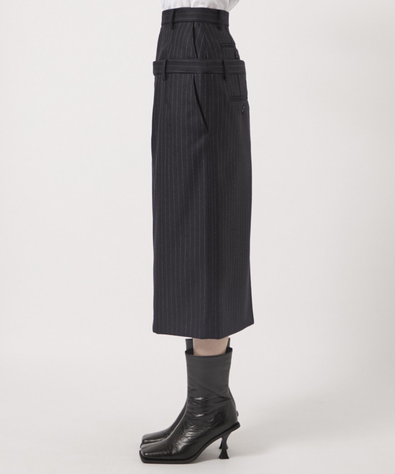 STRIPED WOOL STACKED SKIRT JOHN LAWRENCE SULLIVAN