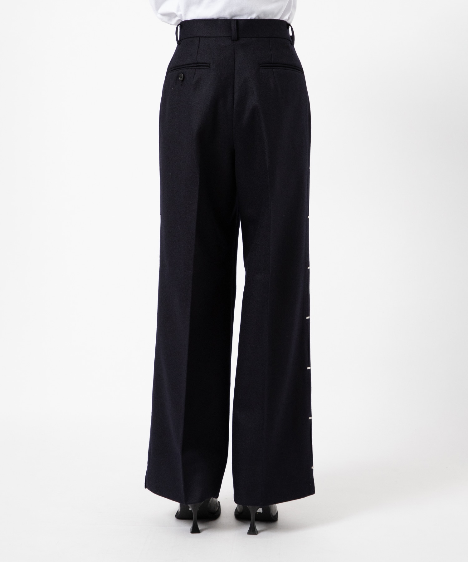 MELTON METAL LINE WIDE TROUSERS JOHN LAWRENCE SULLIVAN