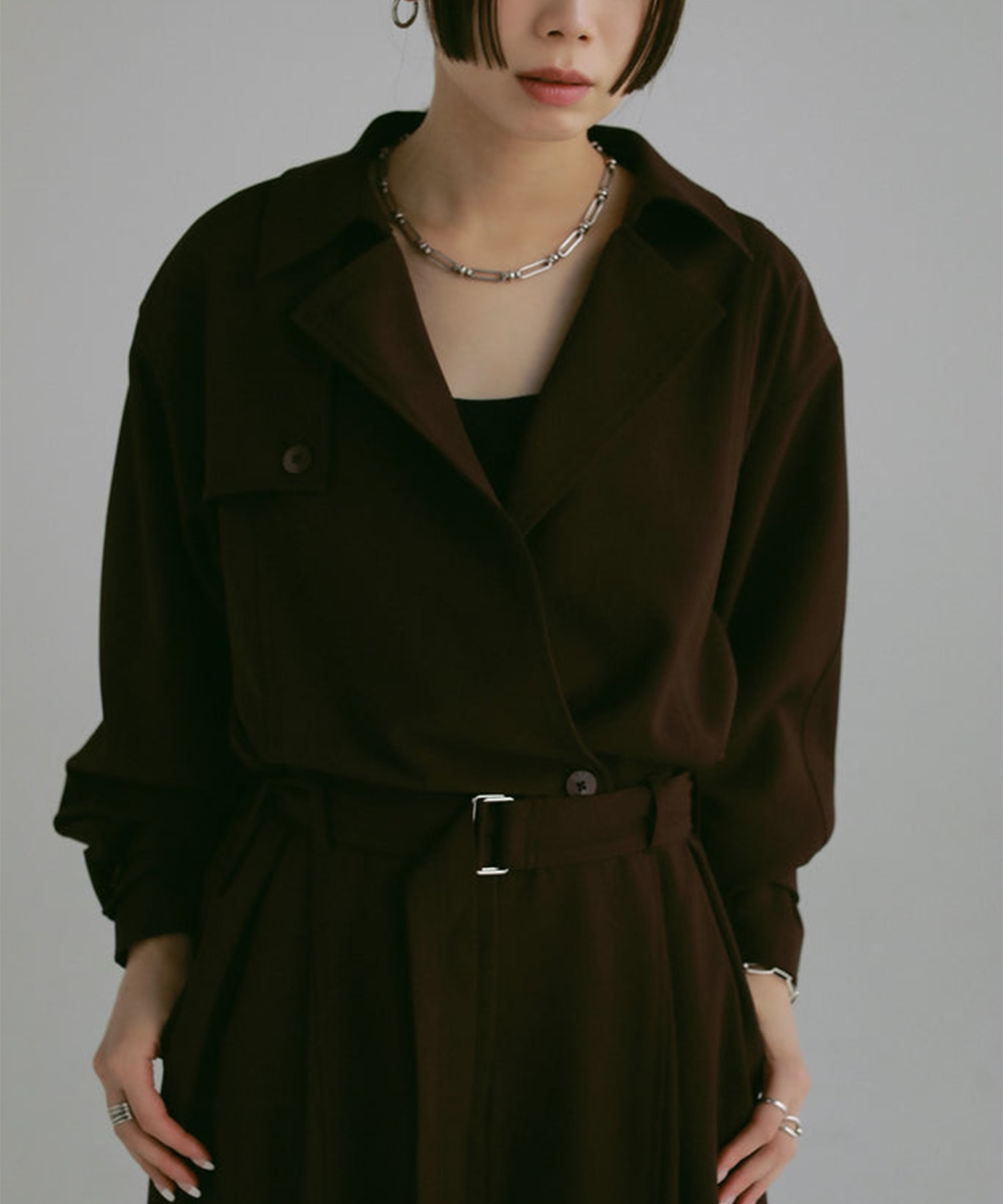 trench collar jumpsuit Louren