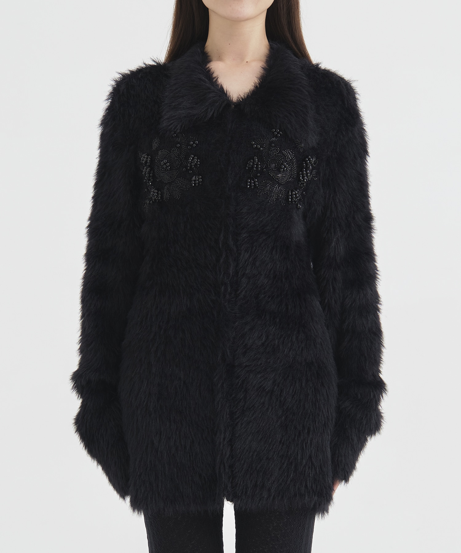 FUR KNIT BEAD EMBROIDERED JACKET FETICO