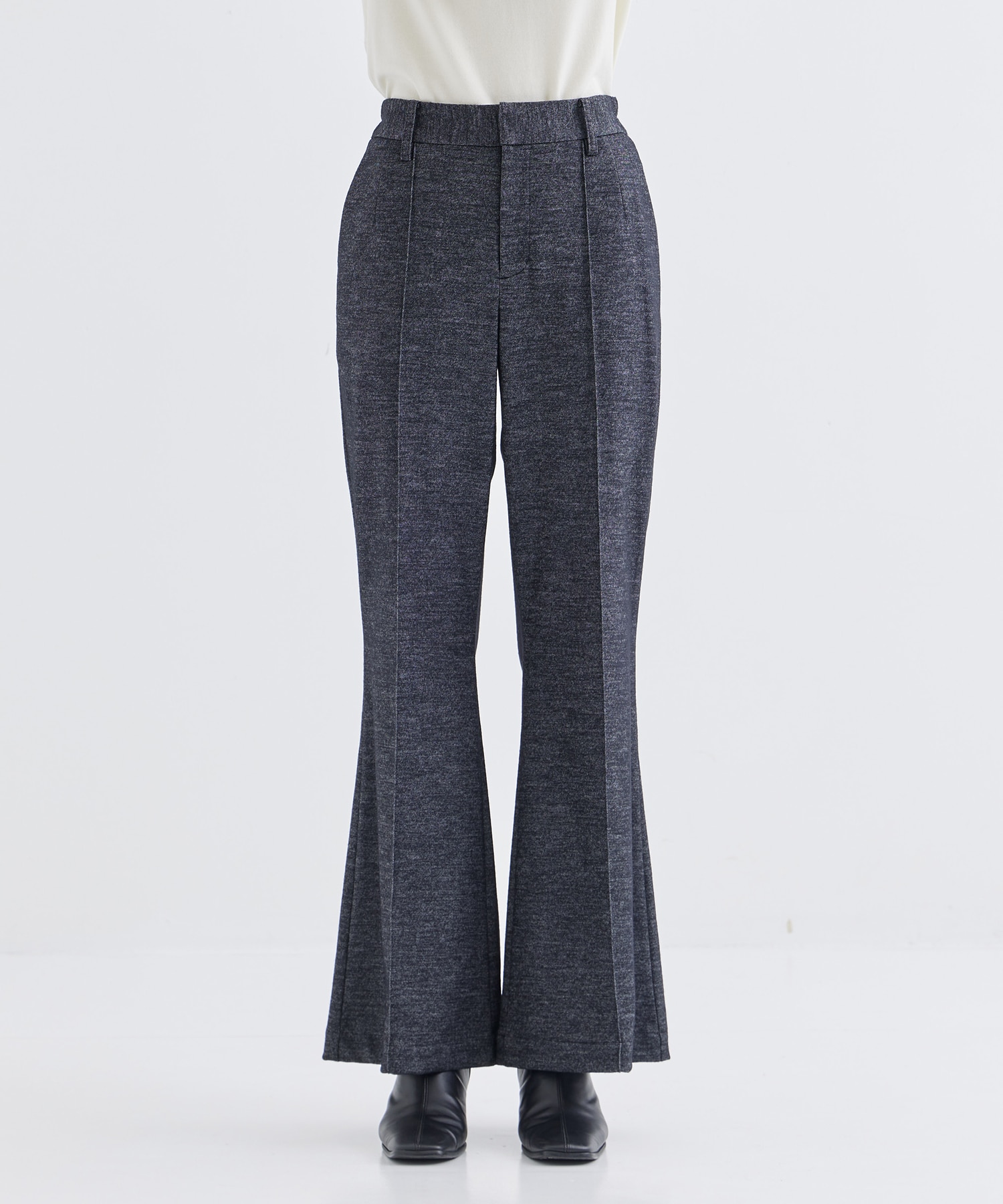 WASHABLE TWEEDY JERSEY SLIM FLARE PANTS THE TOKYO