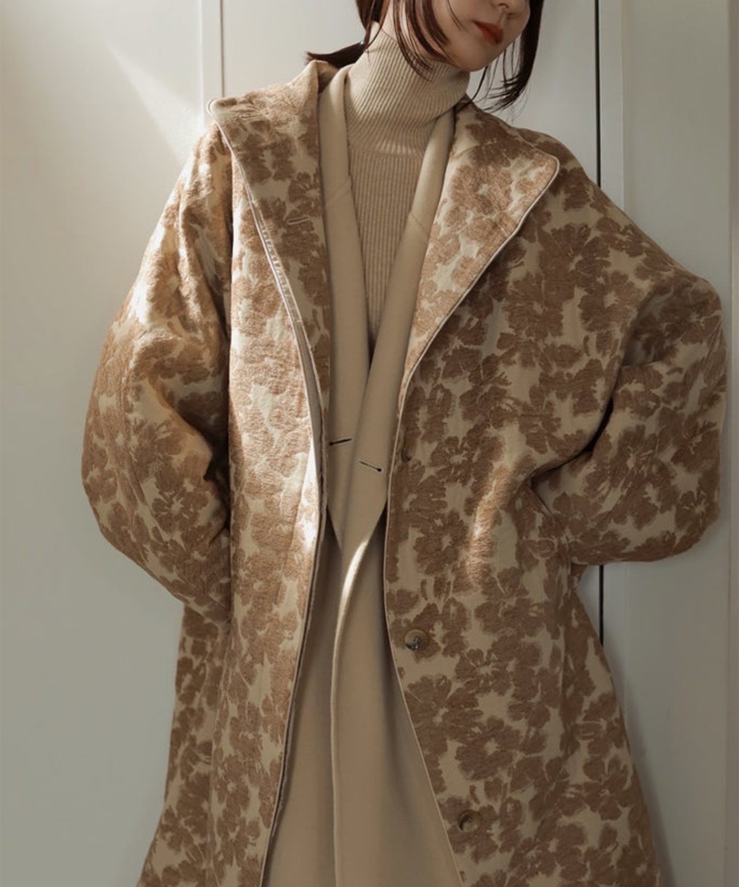 flower mole jacquard coat Louren