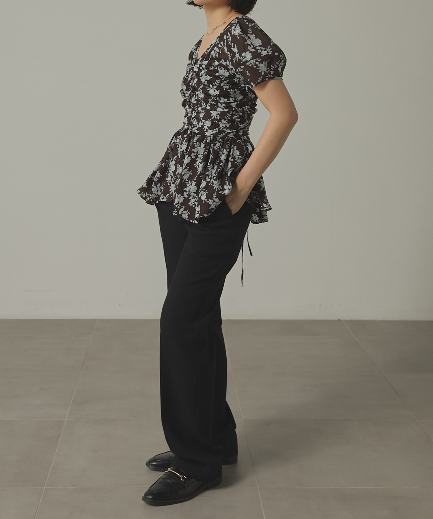 PUFF SLEEVE GATHERED BLOUSE FETICO