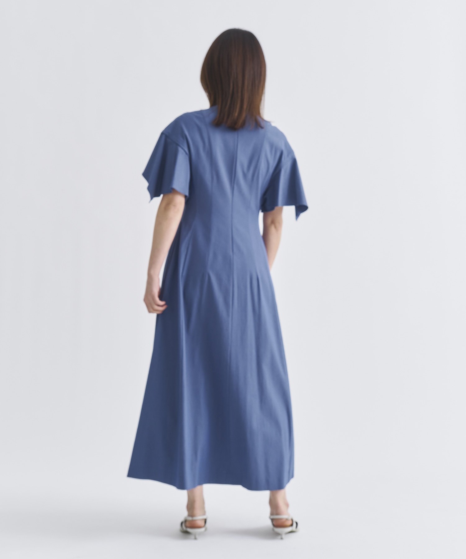 別注 Tamara drape sleeve dress BLU AKIRANAKA