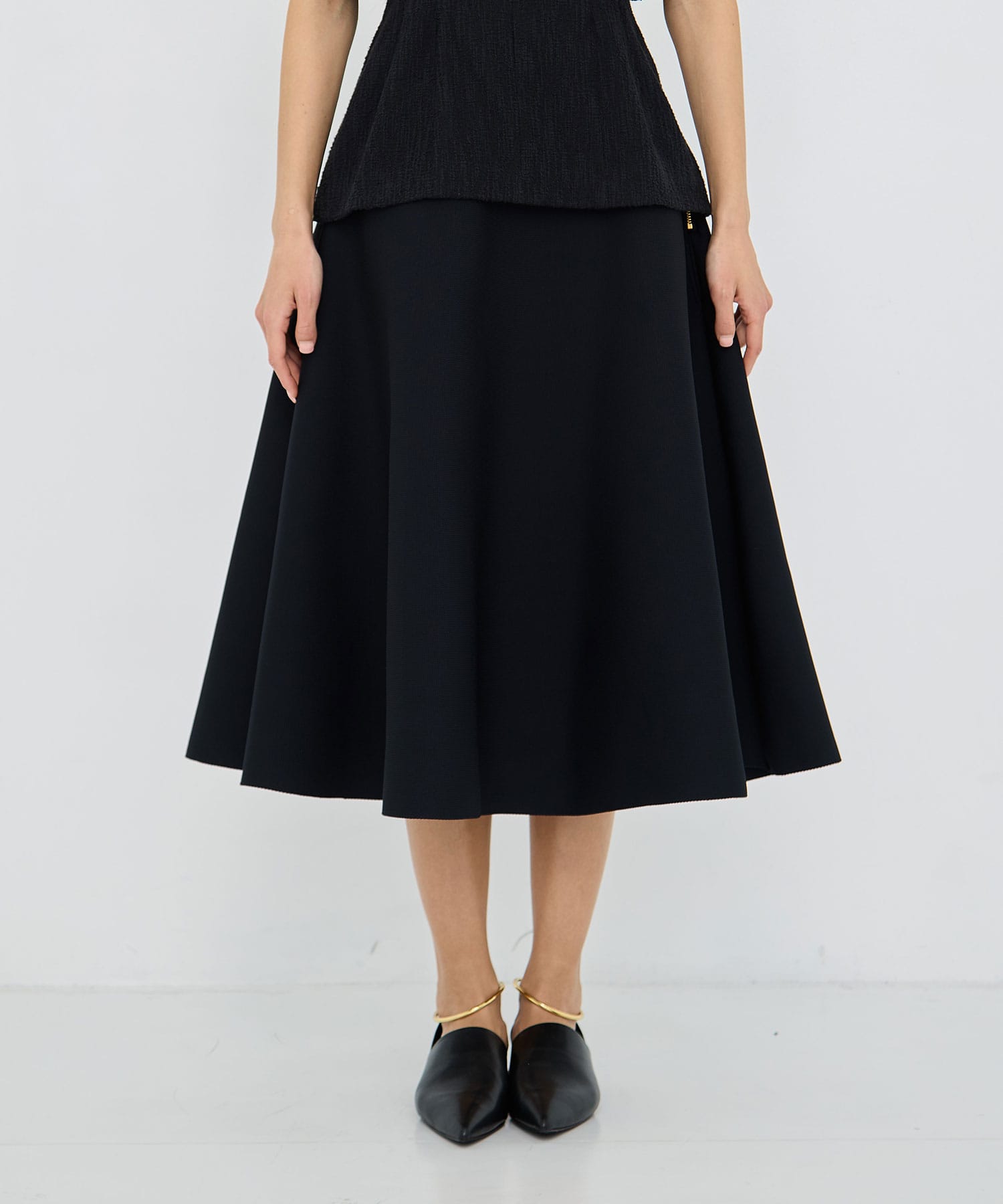 DOUBLE FACE MI-MOLLET FLARE SKIRT MADISONBLUE