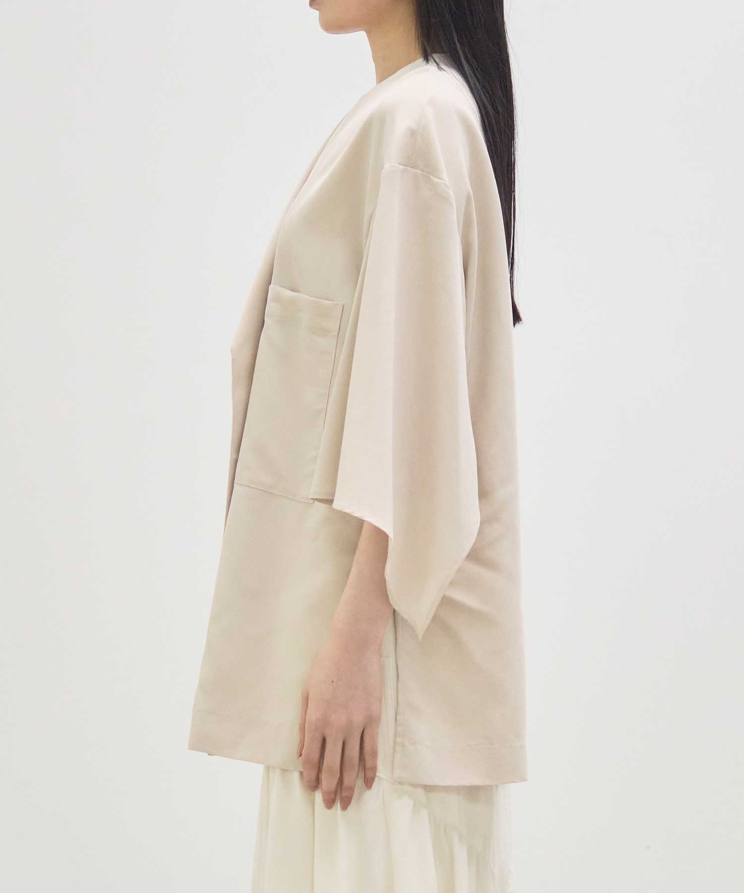 Liese panel sleeve shirt O.WHT AKIRANAKA