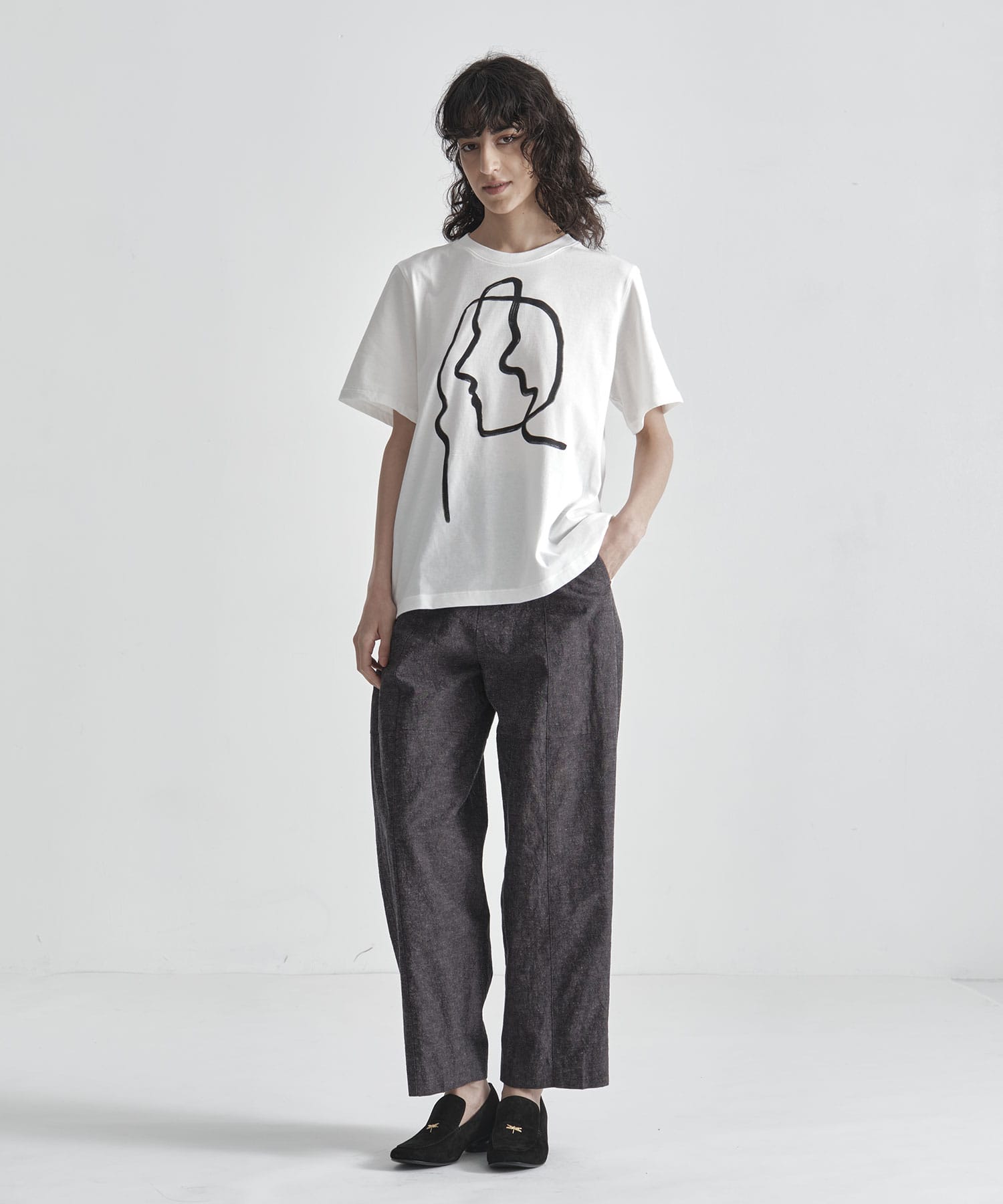 Line portrait T-shirt AKIRANAKA