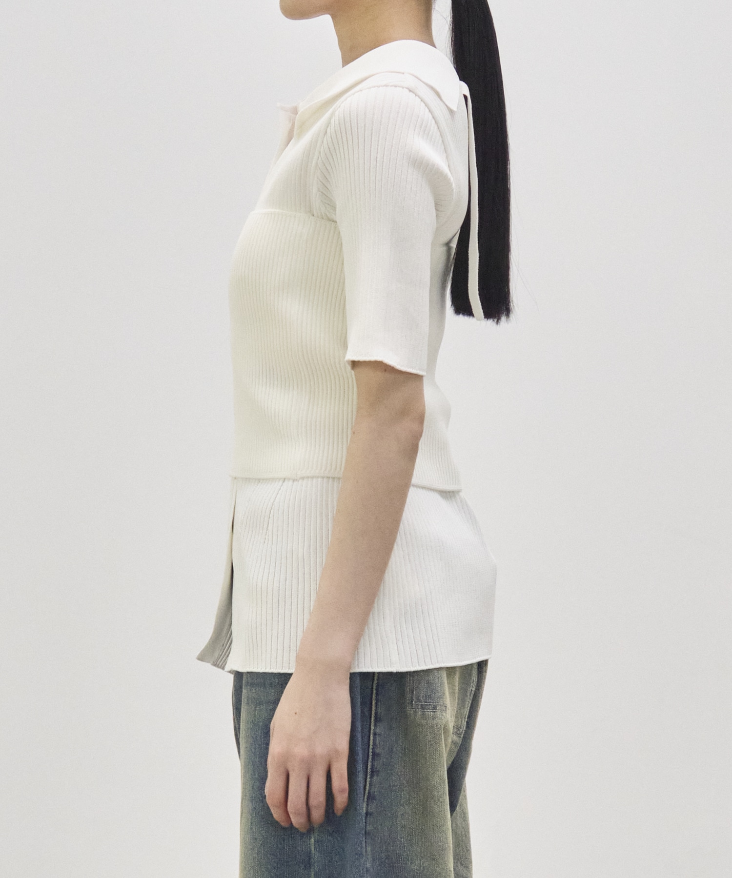 Bustier Combi  Harf Sleeve Knit Tops RITAN