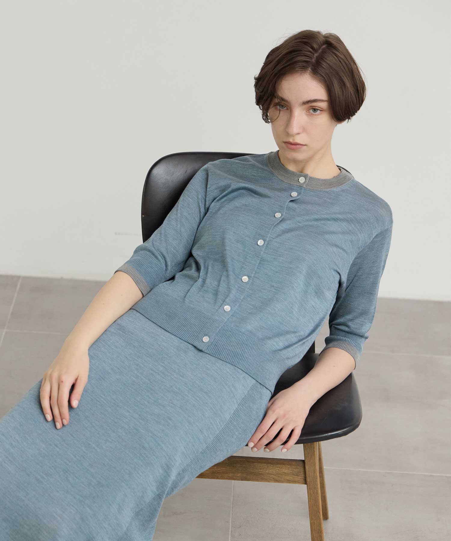 別注 Washable Silk Half Sleeve Cardigan CINOH