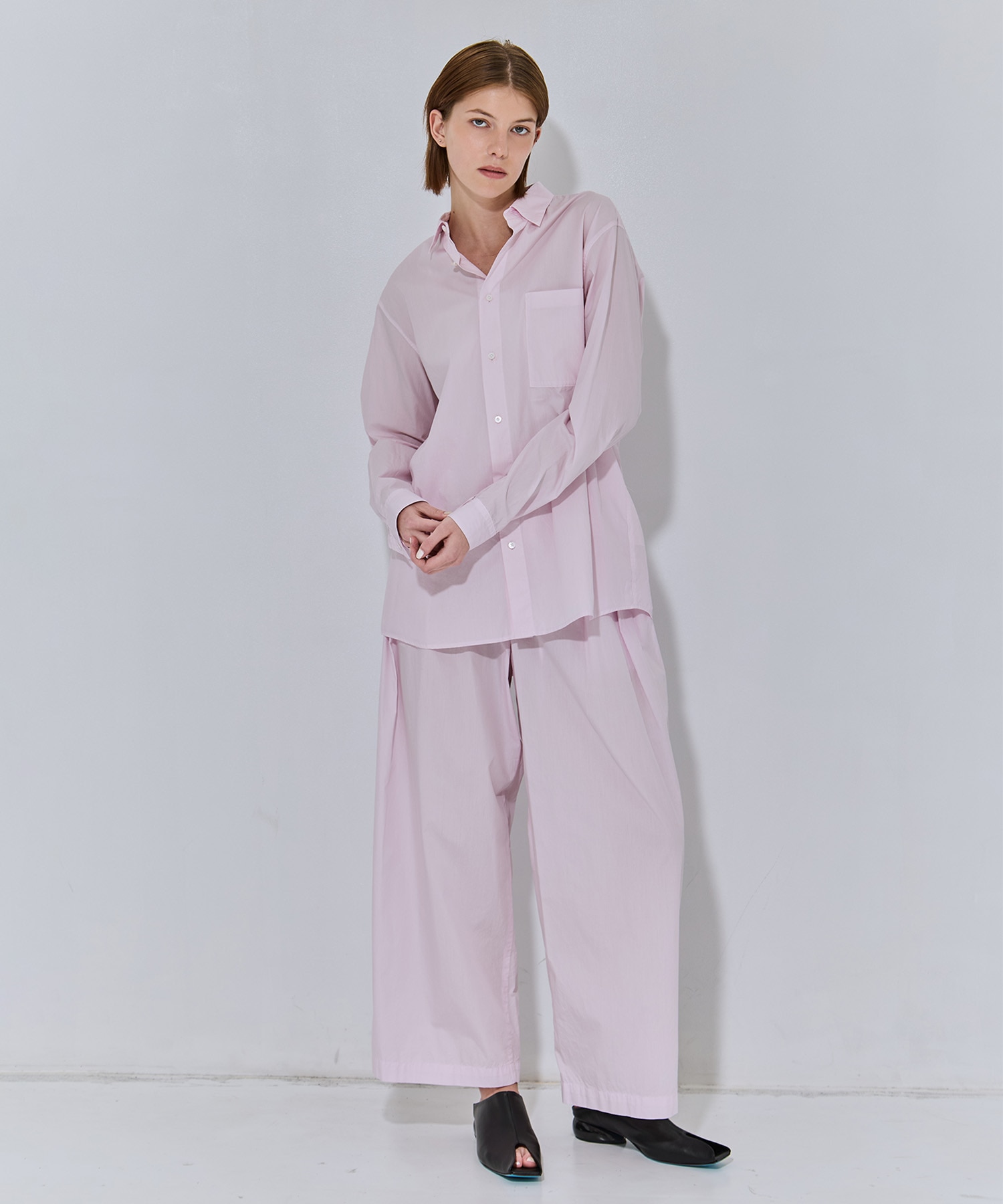 NATURAL DYED COTTON LAWN TWO TUCKED PANTS ATON