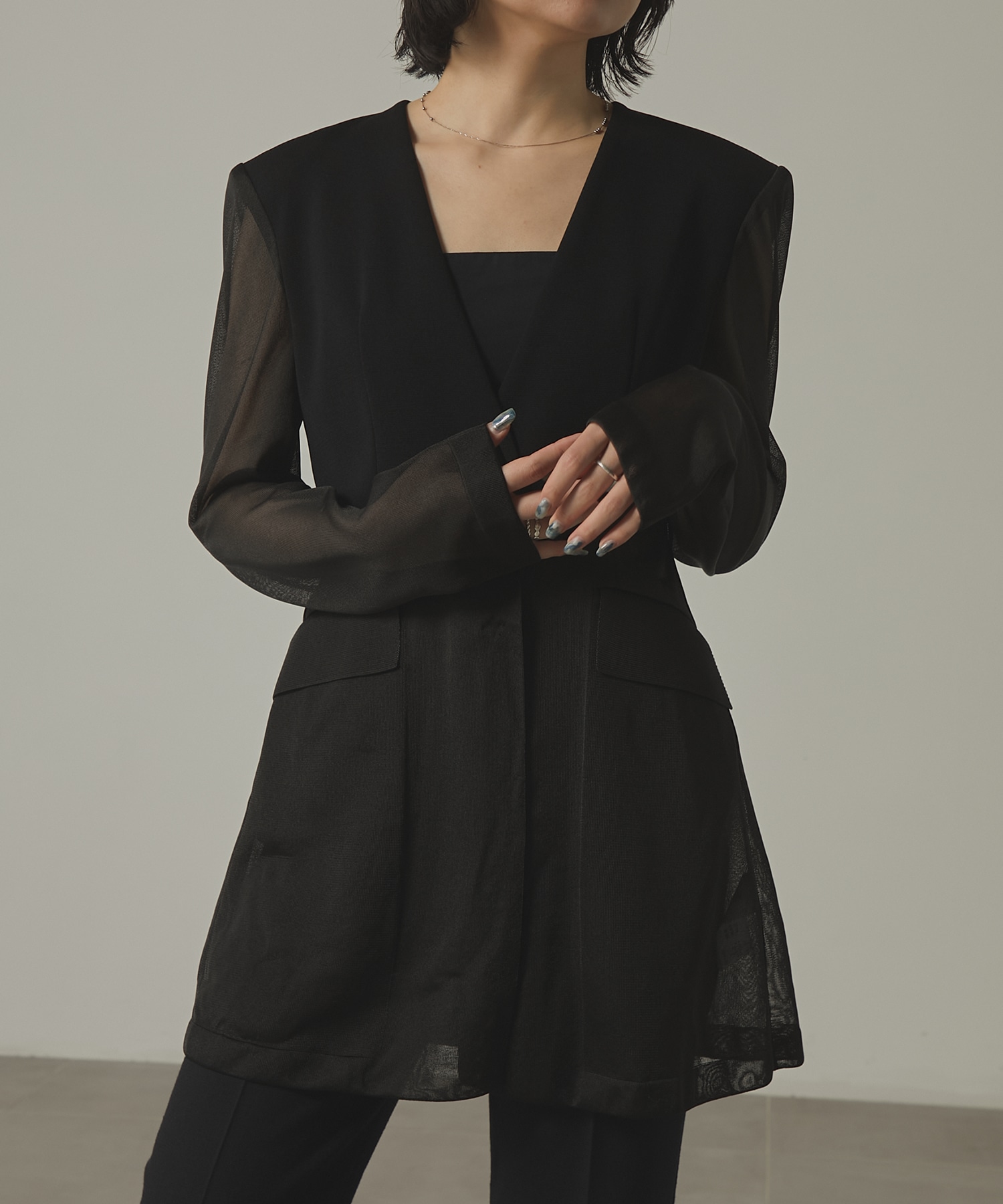 SHEER COMBINED KNIT JACKET FETICO