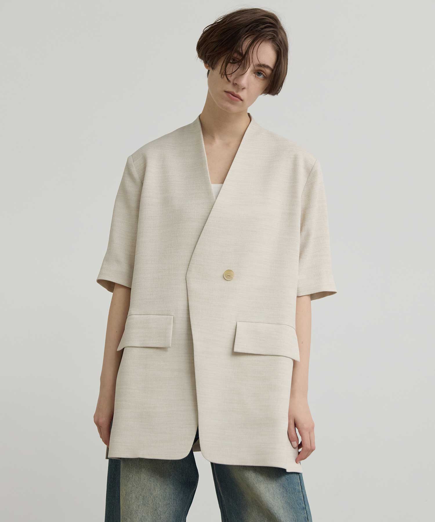 別注 side slit half sleeve jacket Louren