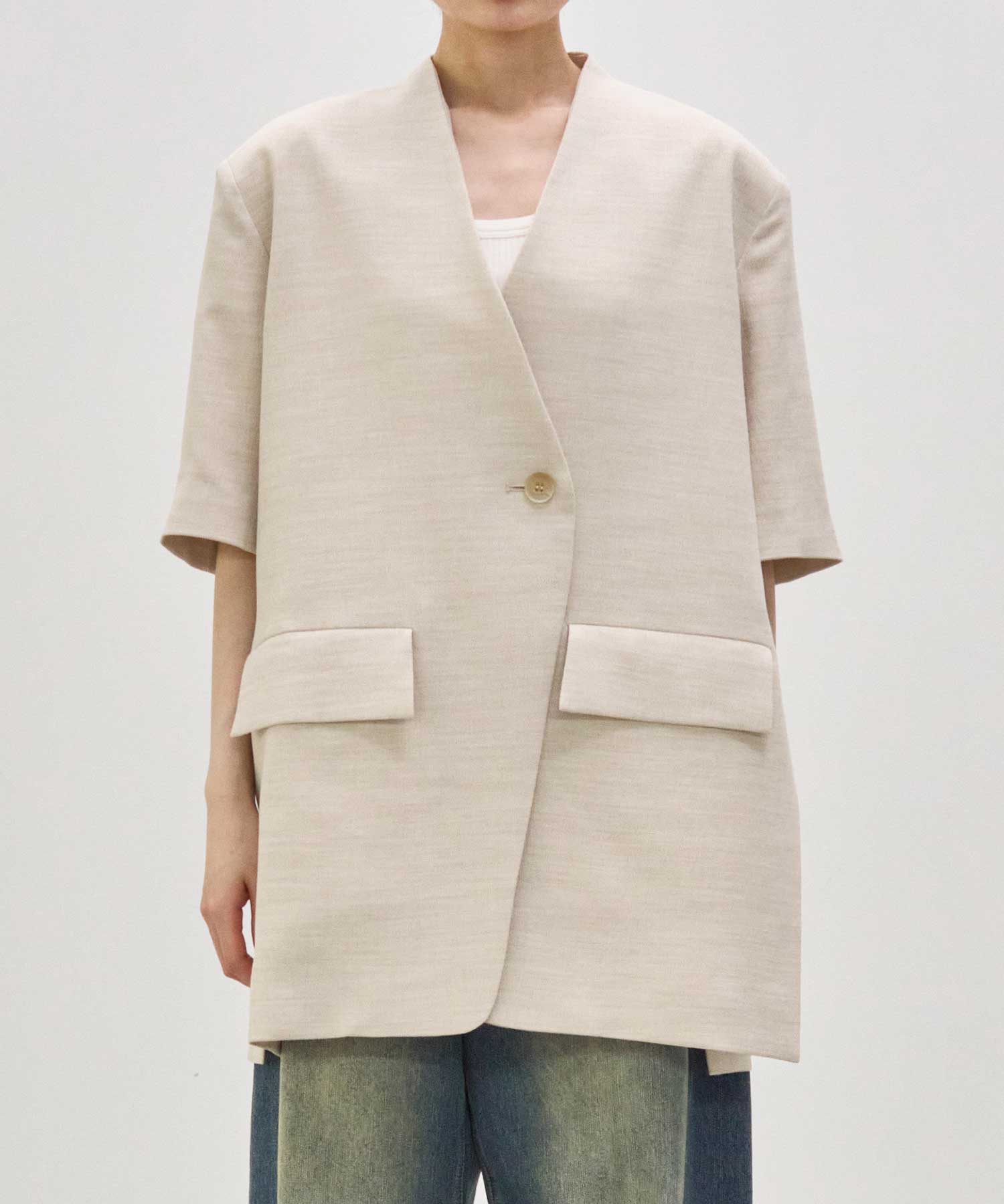 別注 side slit harf sleeve jacket Louren
