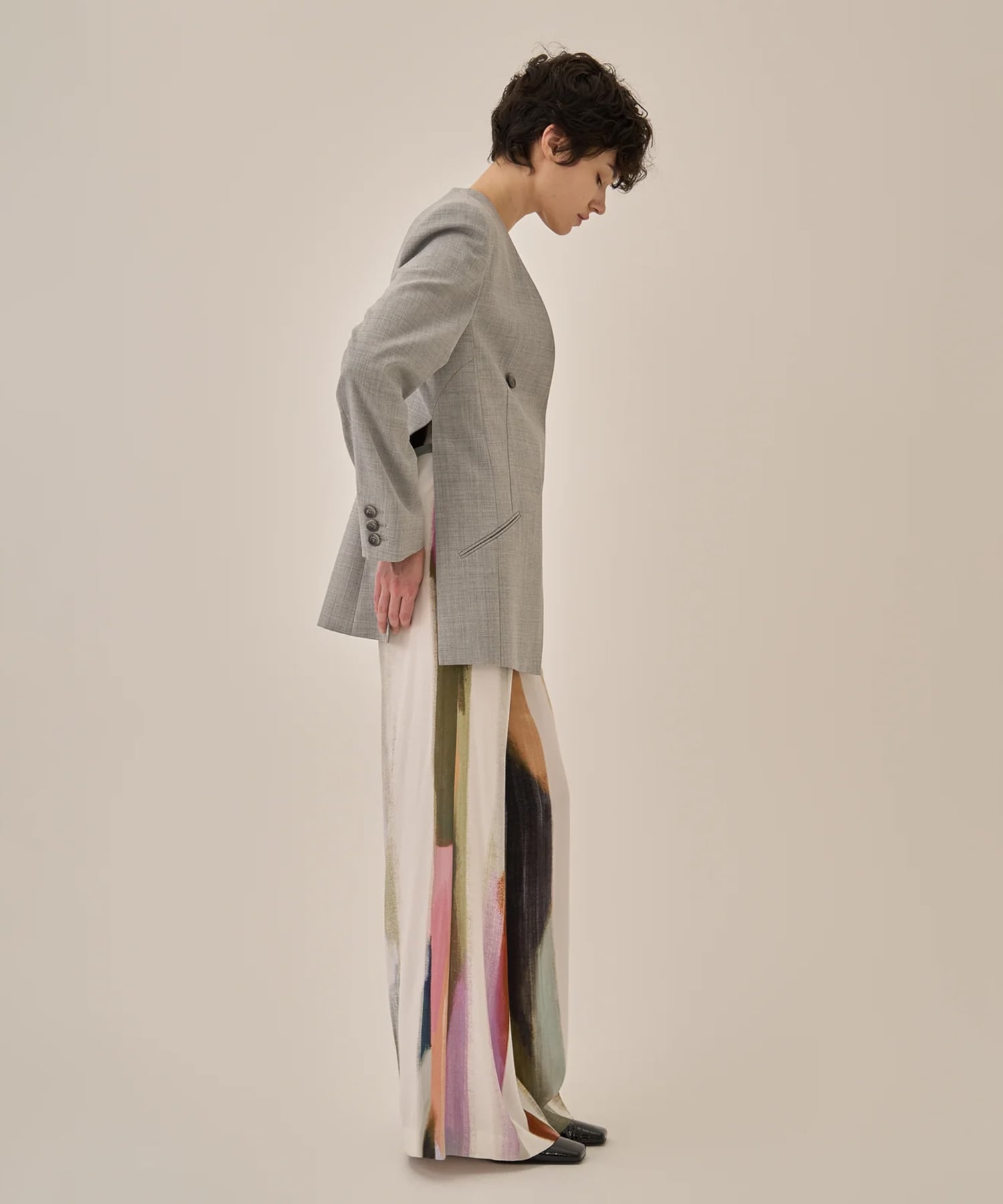 Heather side slit  jacket GY AKIRANAKA