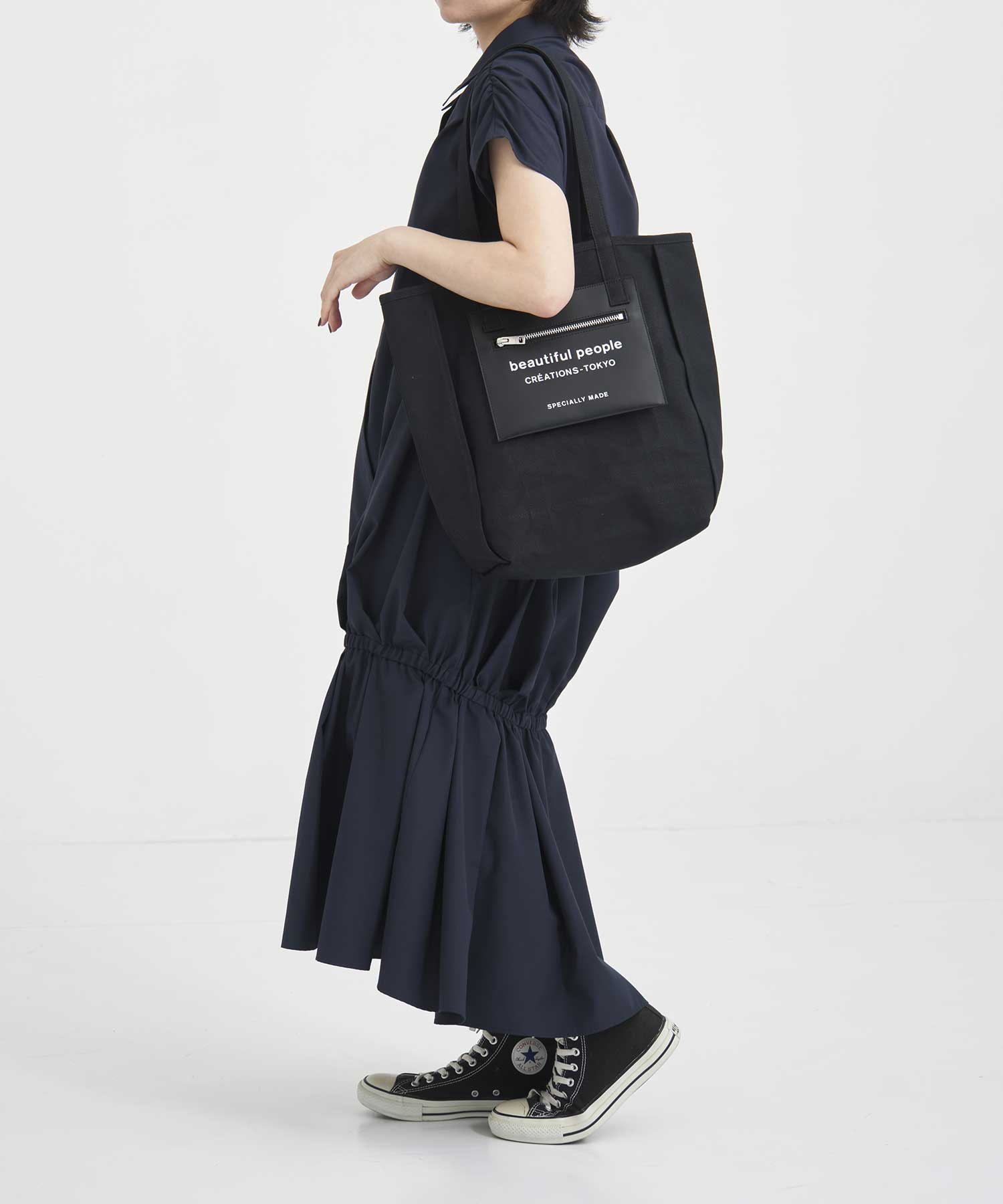 別注 Logo Leather Pocket Tote Bag beautiful people