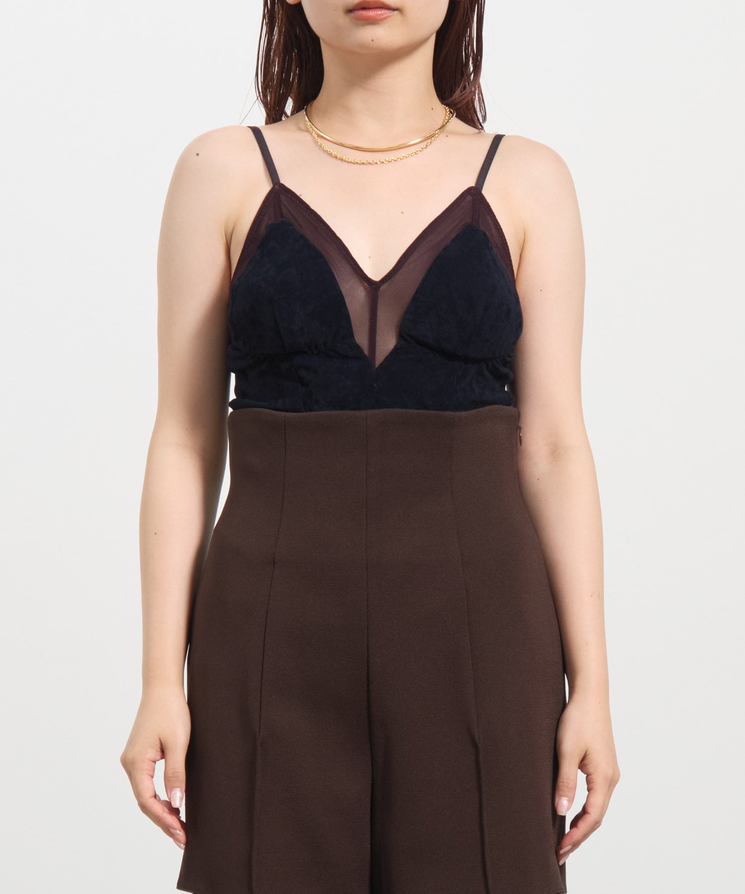 Velour paneled bodysuit FETICO