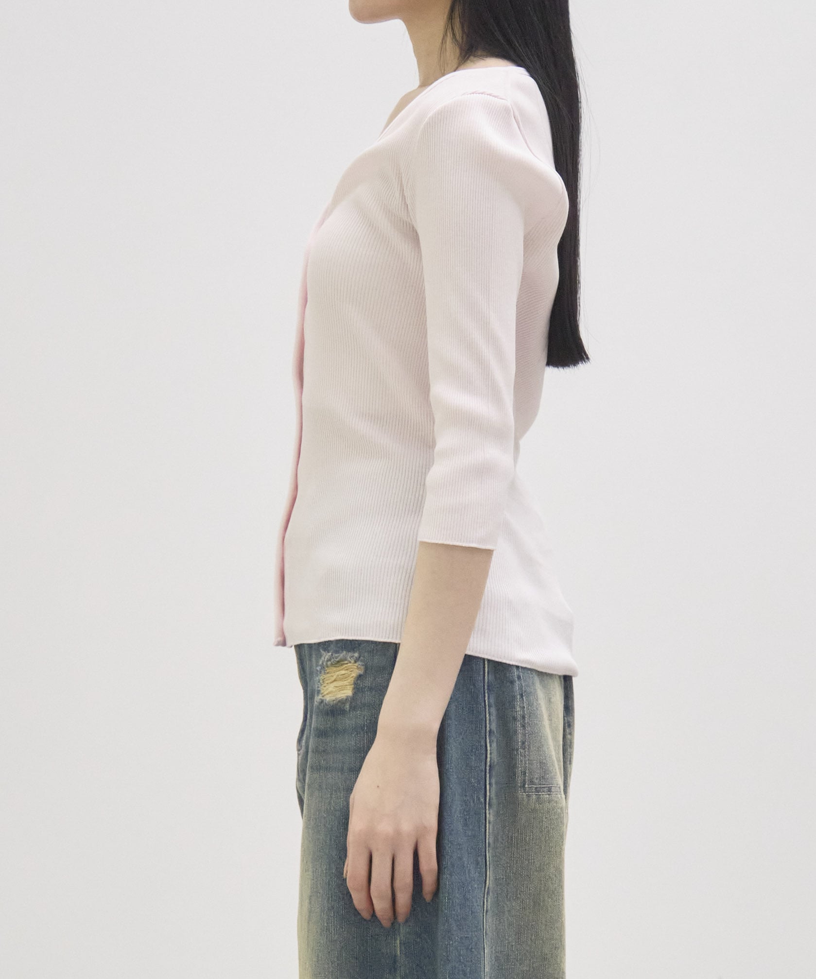 V Neck 3/4 Sleeve Cardigan GOOD PEOPLE GOOD STITCHING GOOD PRODUCT